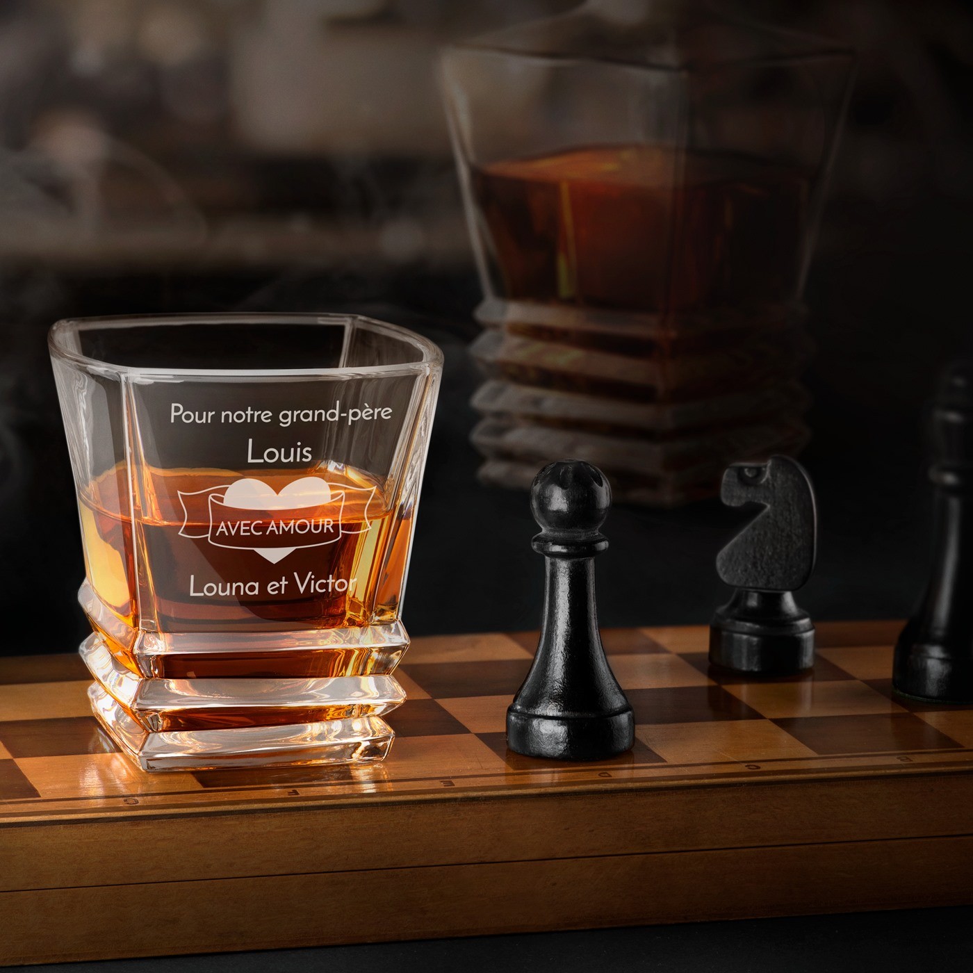 Vaso de whisky geométrico personalizado para el Día del Abuelo