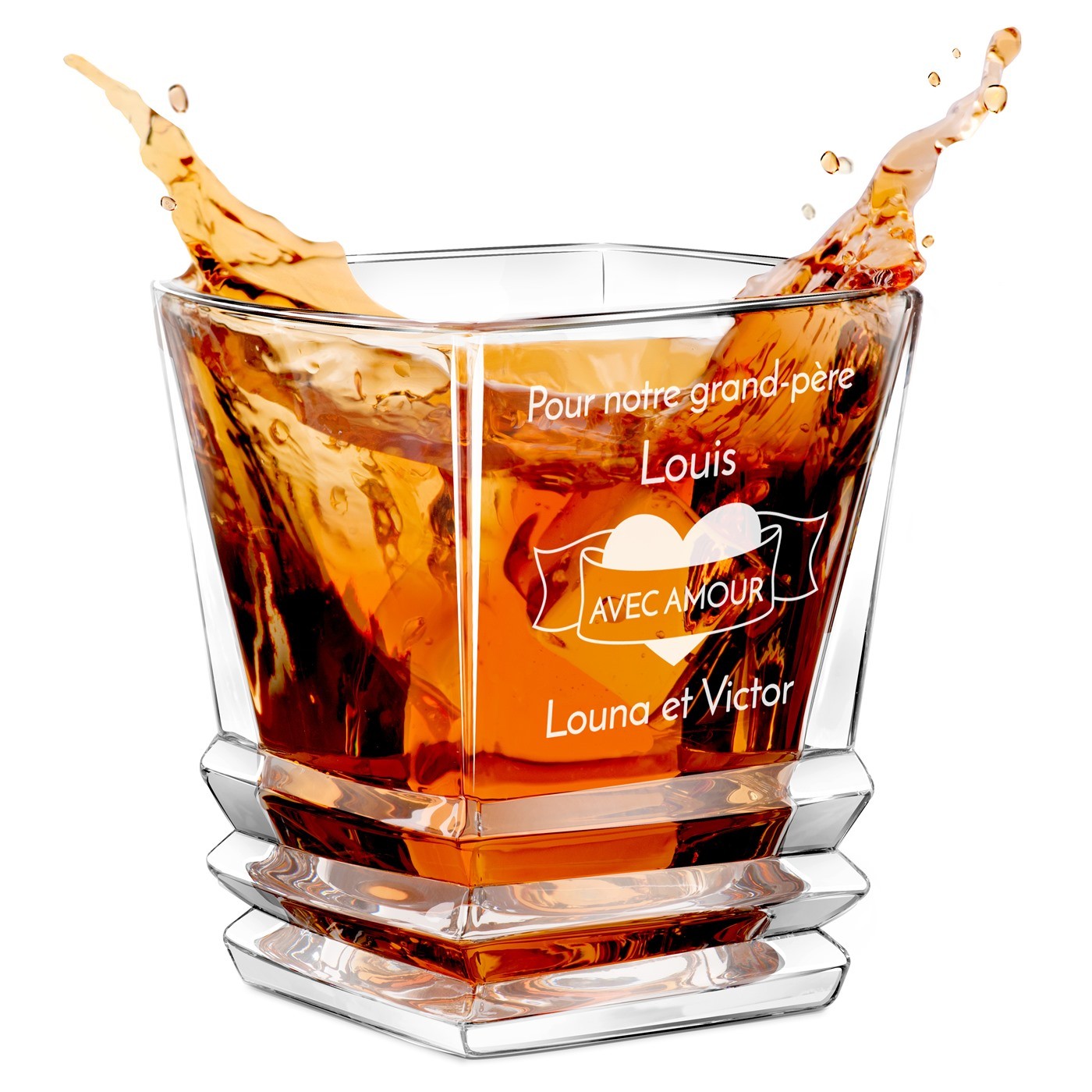 Vaso de whisky geométrico personalizado para el Día del Abuelo