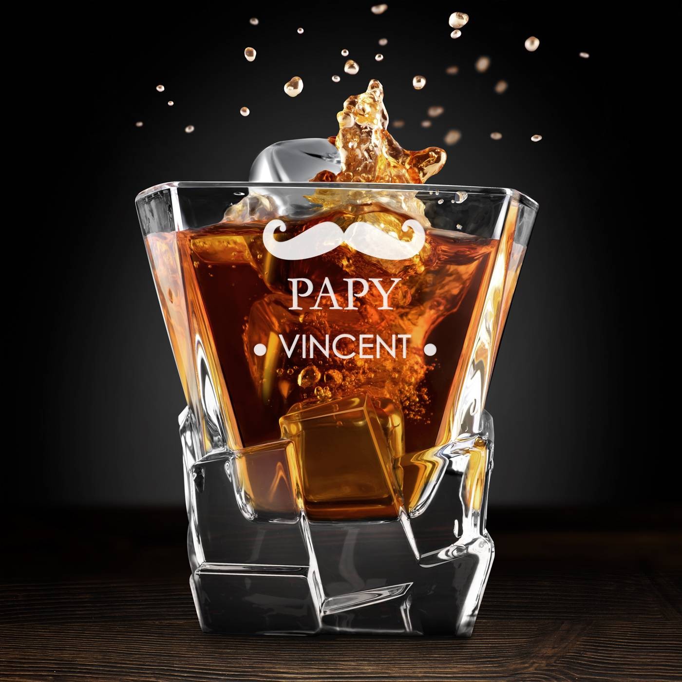 Taza de whisky Ice Blink Murrano con grabado para abuelo