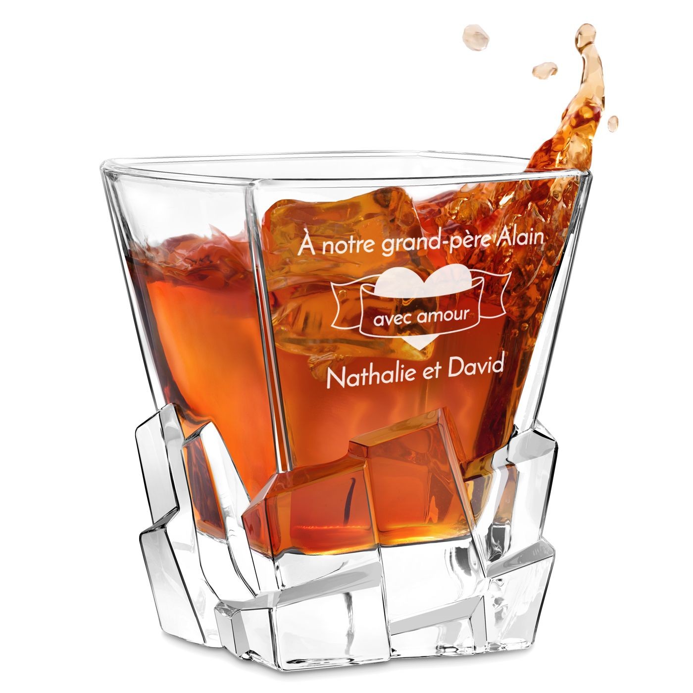 Copo de whisky Ice Blink Murrano con grabado personalizado para hombre