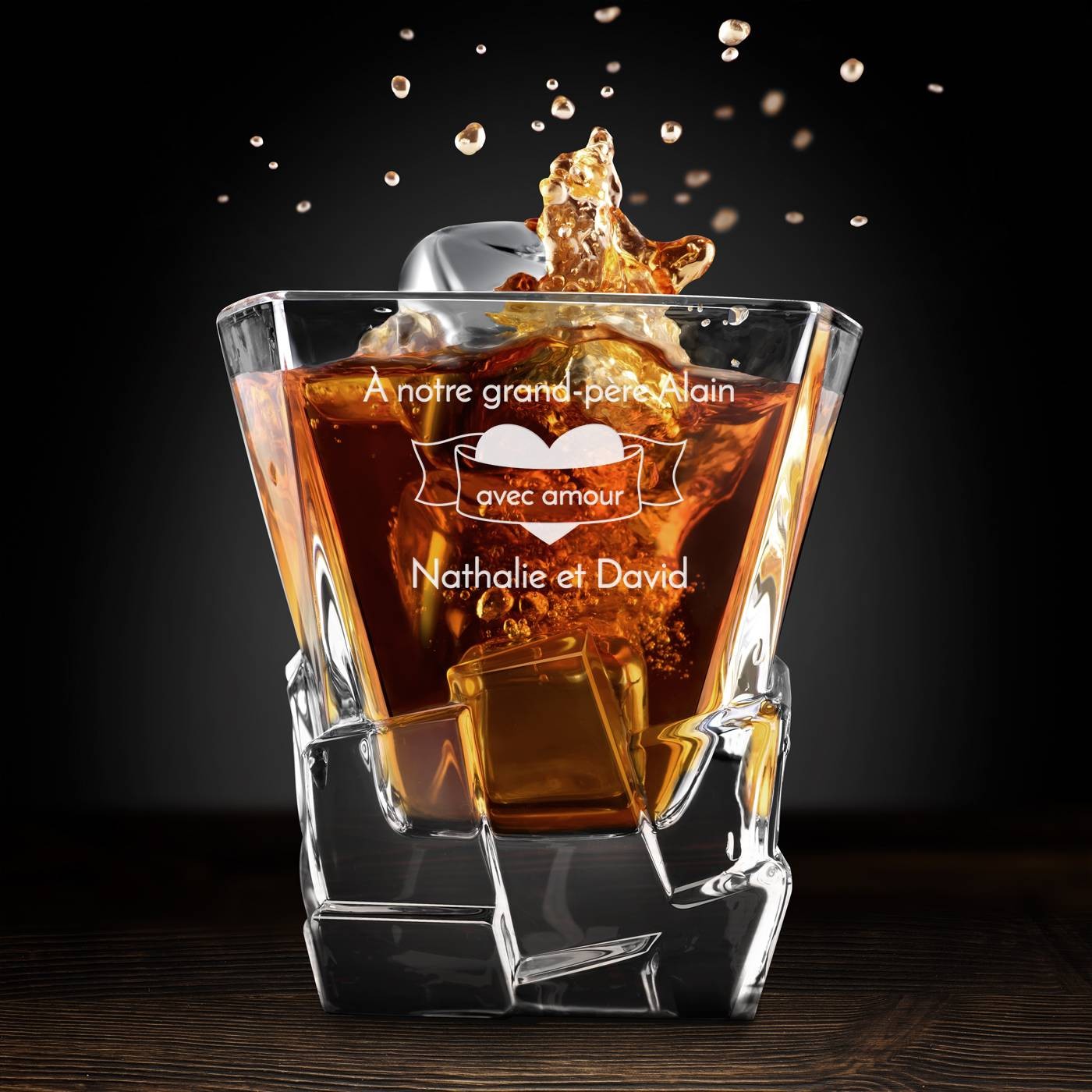 Copo de whisky Ice Blink Murrano con grabado personalizado para hombre