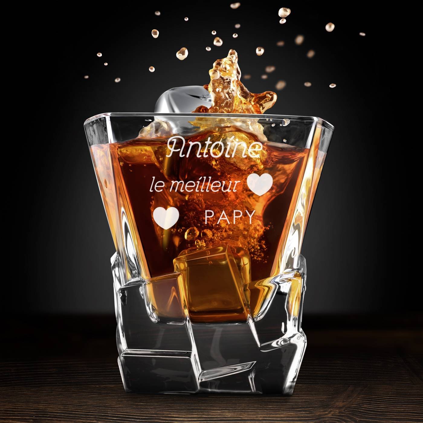 Vaso de whisky Ice Blink Murrano con grabado para el mejor abuelo