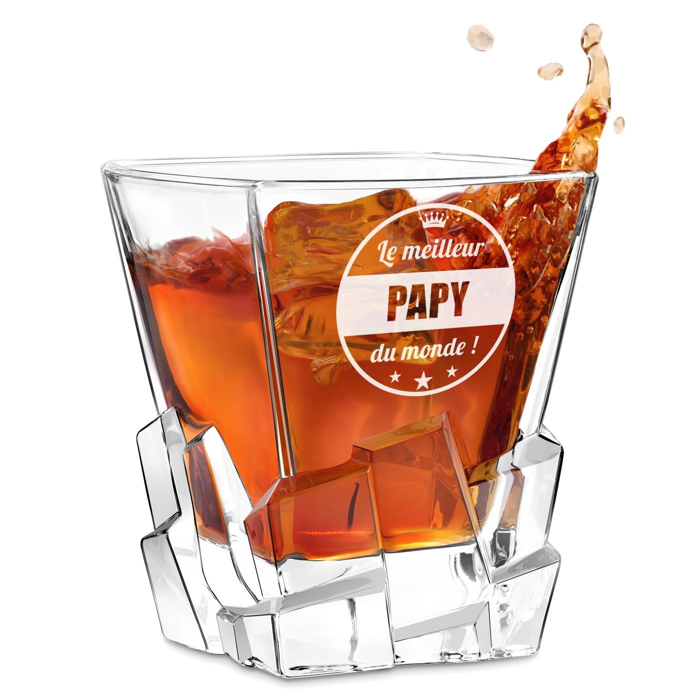 Vaso de whisky Ice Blink Murrano con grabado para abuelo
