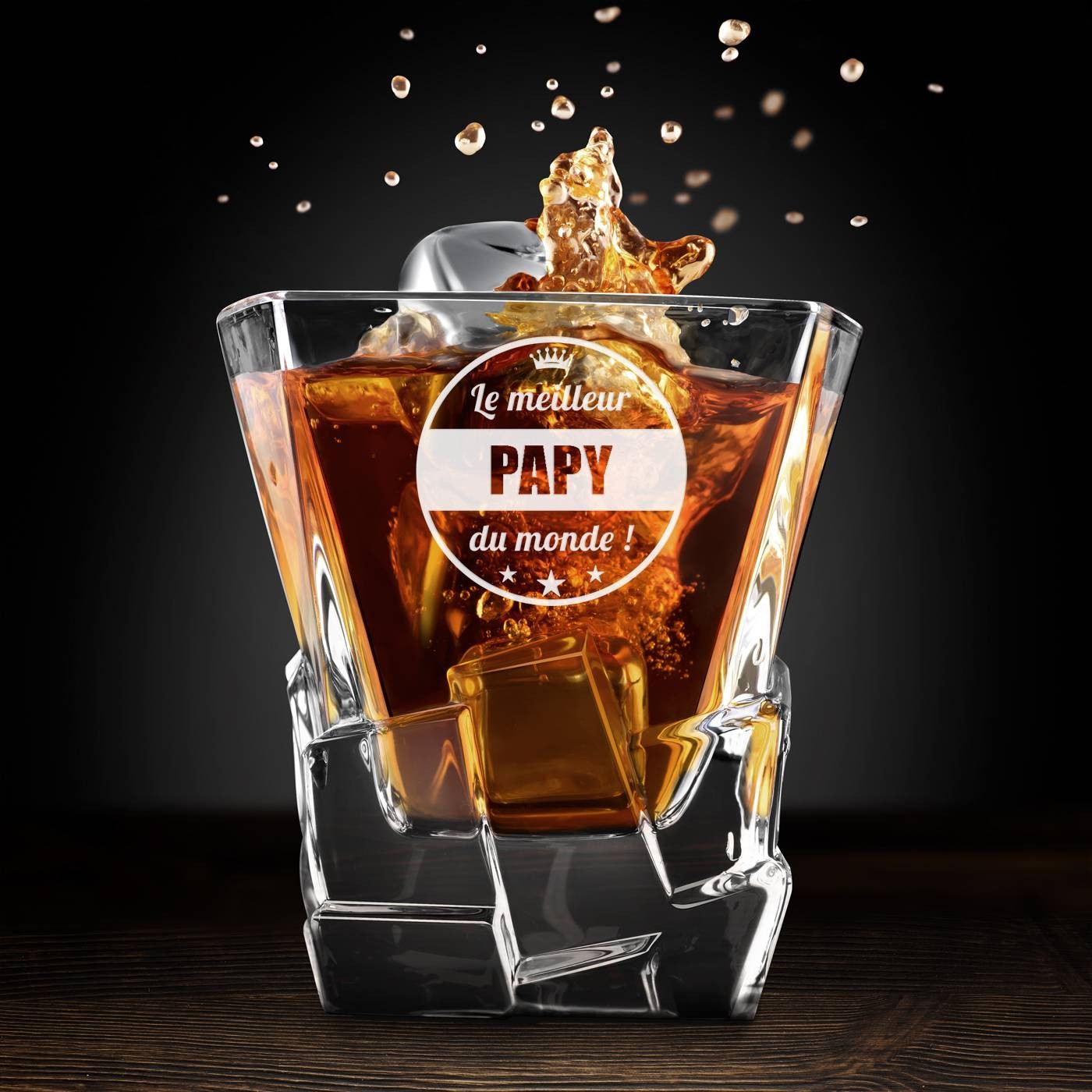 Vaso de whisky Ice Blink Murrano con grabado para abuelo
