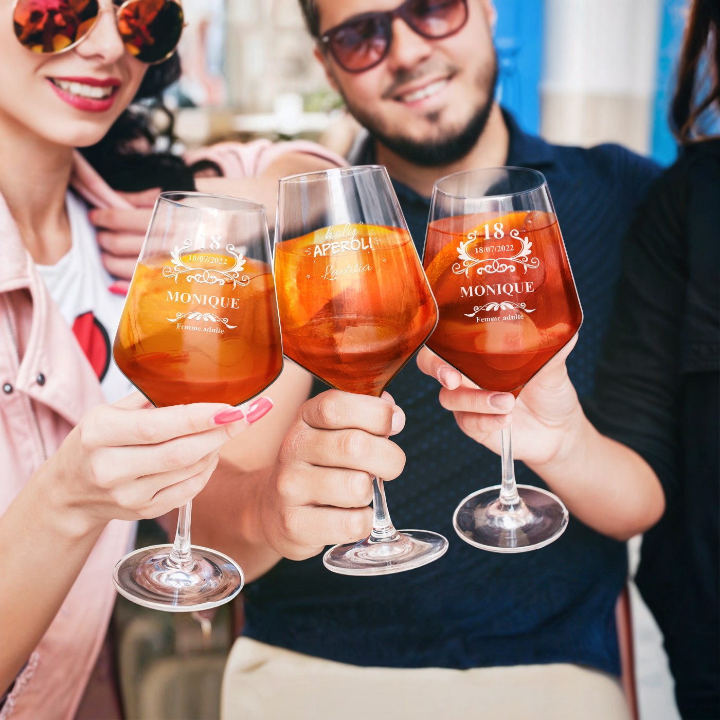 Vaso de Aperol Spritz AVANT-GARDE de Murrano con grabado para una amiga