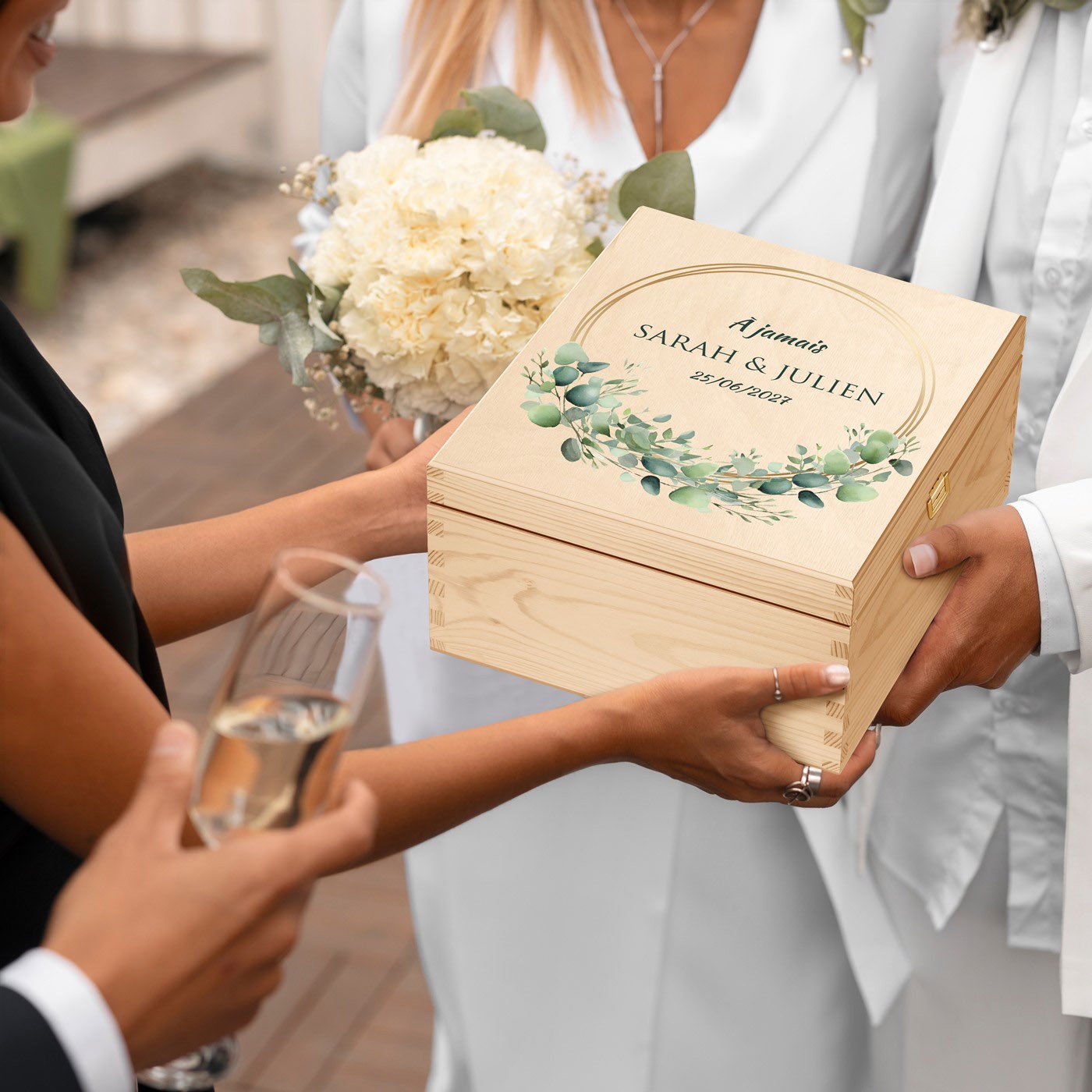 Set de vasos de vino personalizados Murrano para parejas