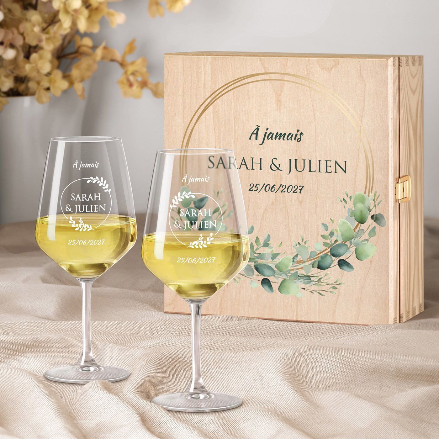 Set de vasos de vino personalizados Murrano para parejas