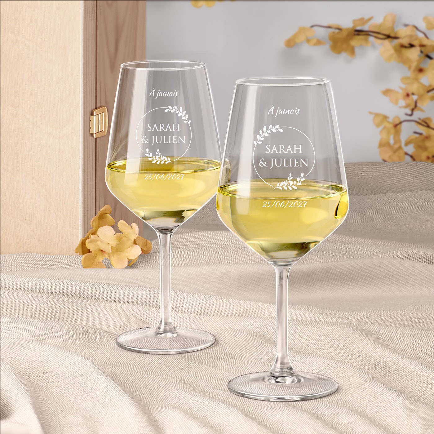 Set de vasos de vino personalizados Murrano para parejas
