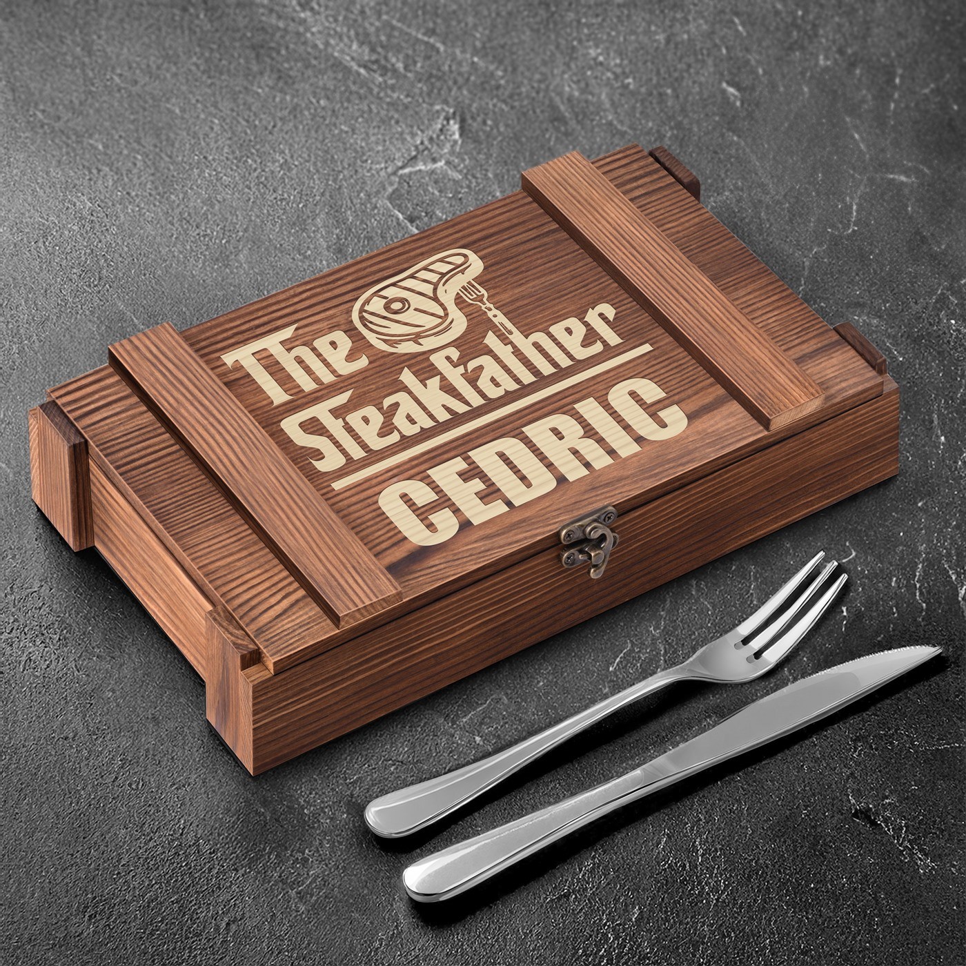 Set de cuchillos para bistec Murrano para 6 personas, caja de madera personalizada