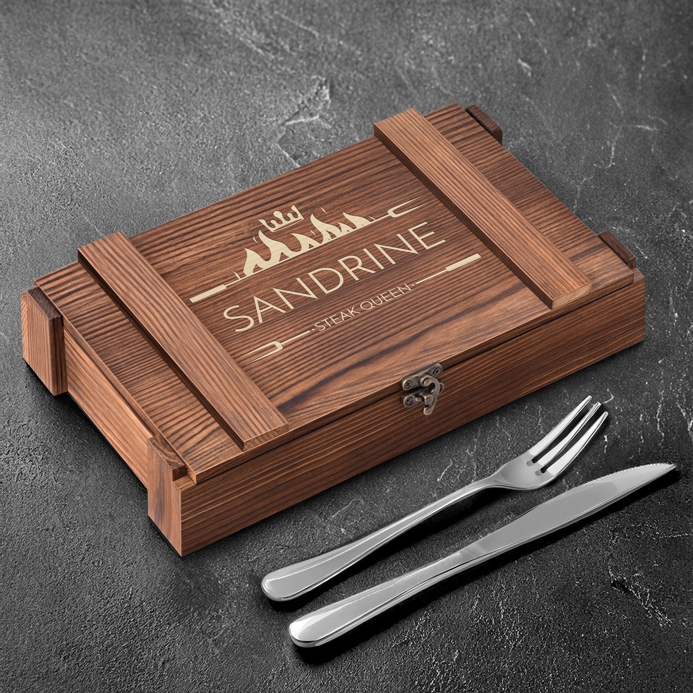 Set de cortadores de carne Murrano para 6 personas, en caja de madera