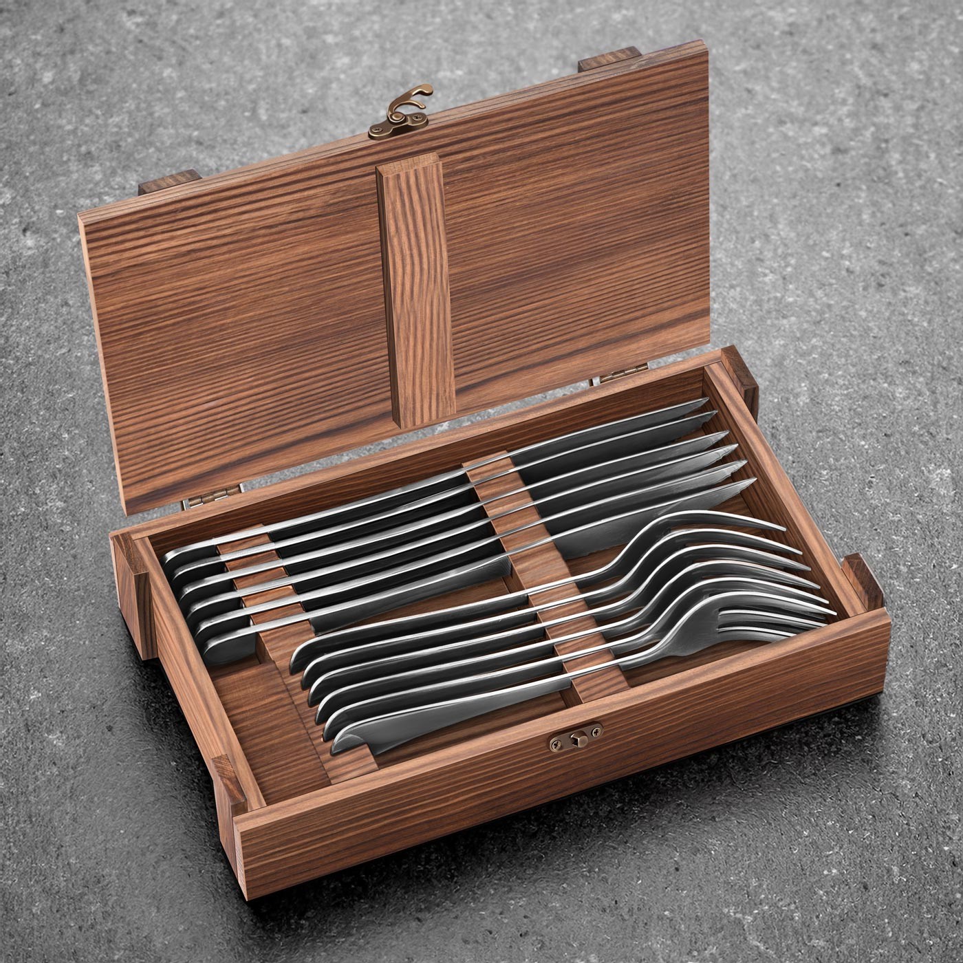 Set de cuchillos para bistec Murrano para 6 personas, caja de madera personalizada