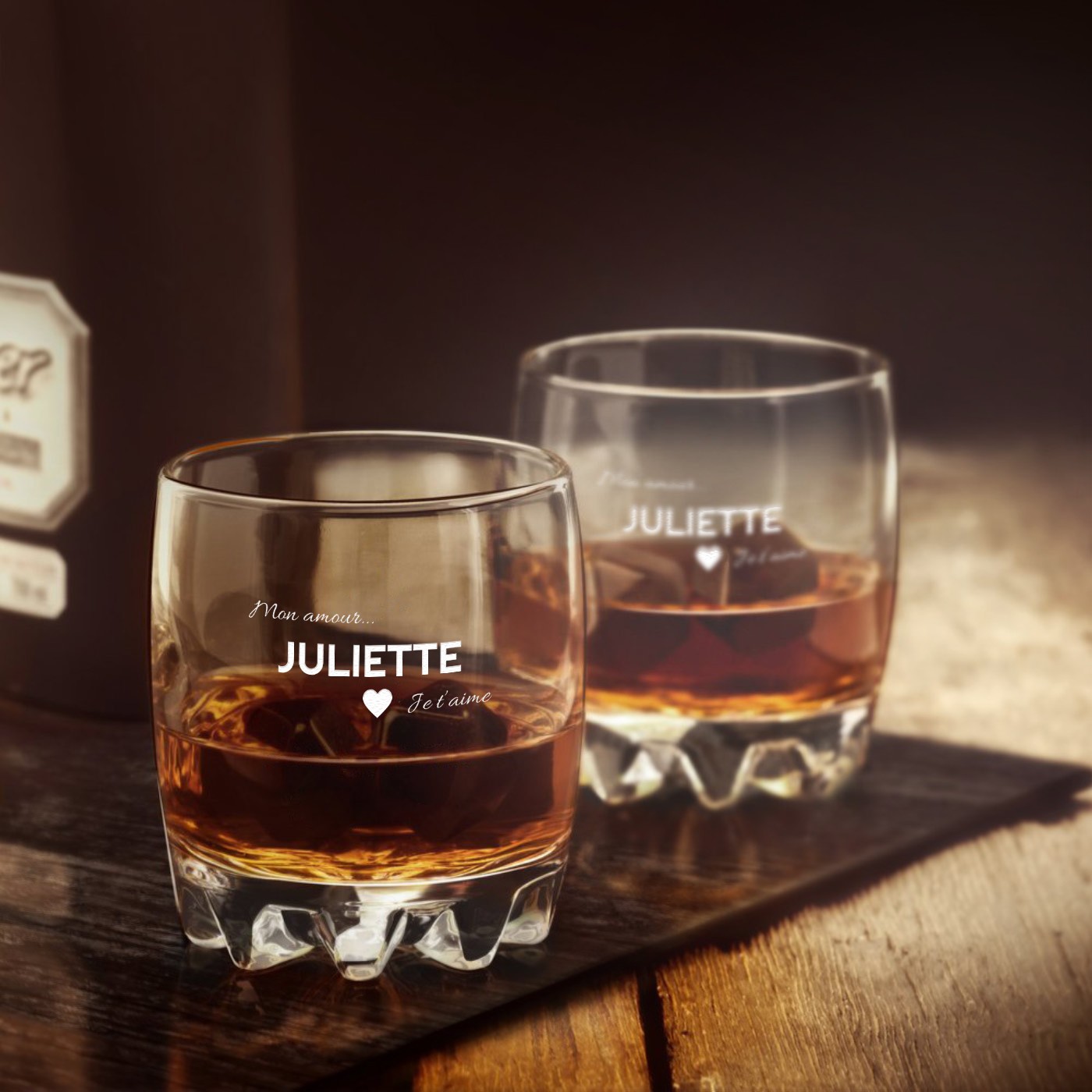 Murrano Globe Whisky Carafe with Engraved Glasses for the Love-Struck Fiancé