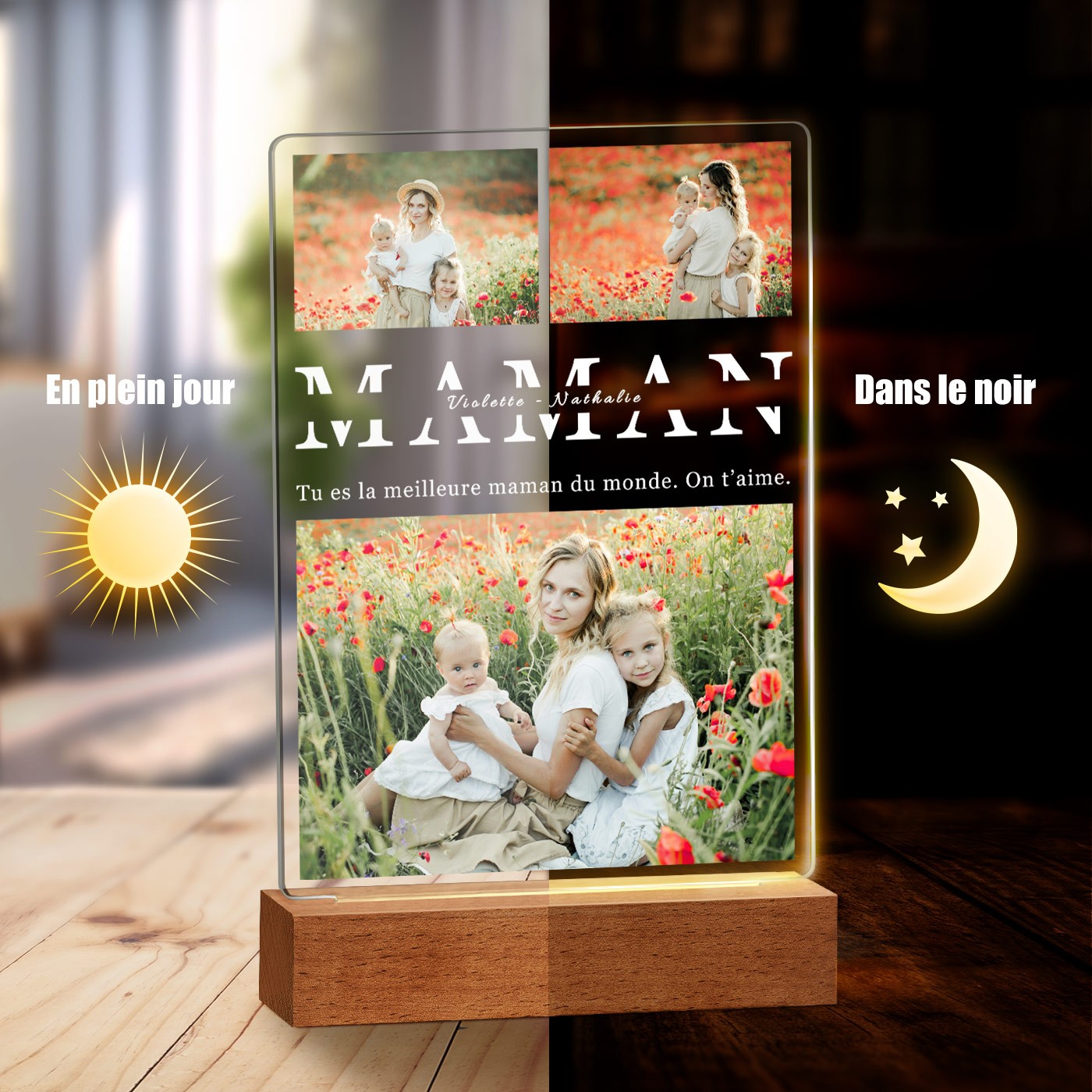 Murrano Customized Large LED Lamp with Photo for Mom's Birthday