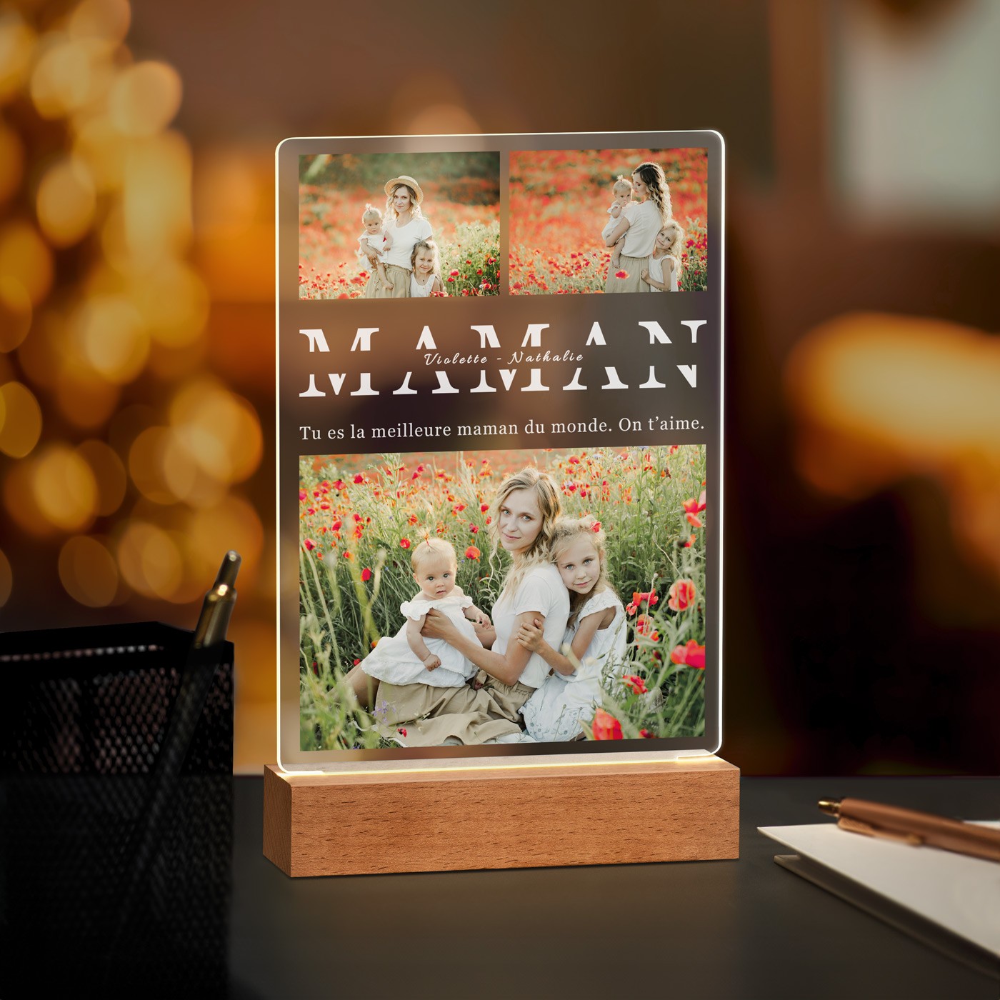 Lámpara LED personalizada de tamaño grande con foto para el cumpleaños de mamá