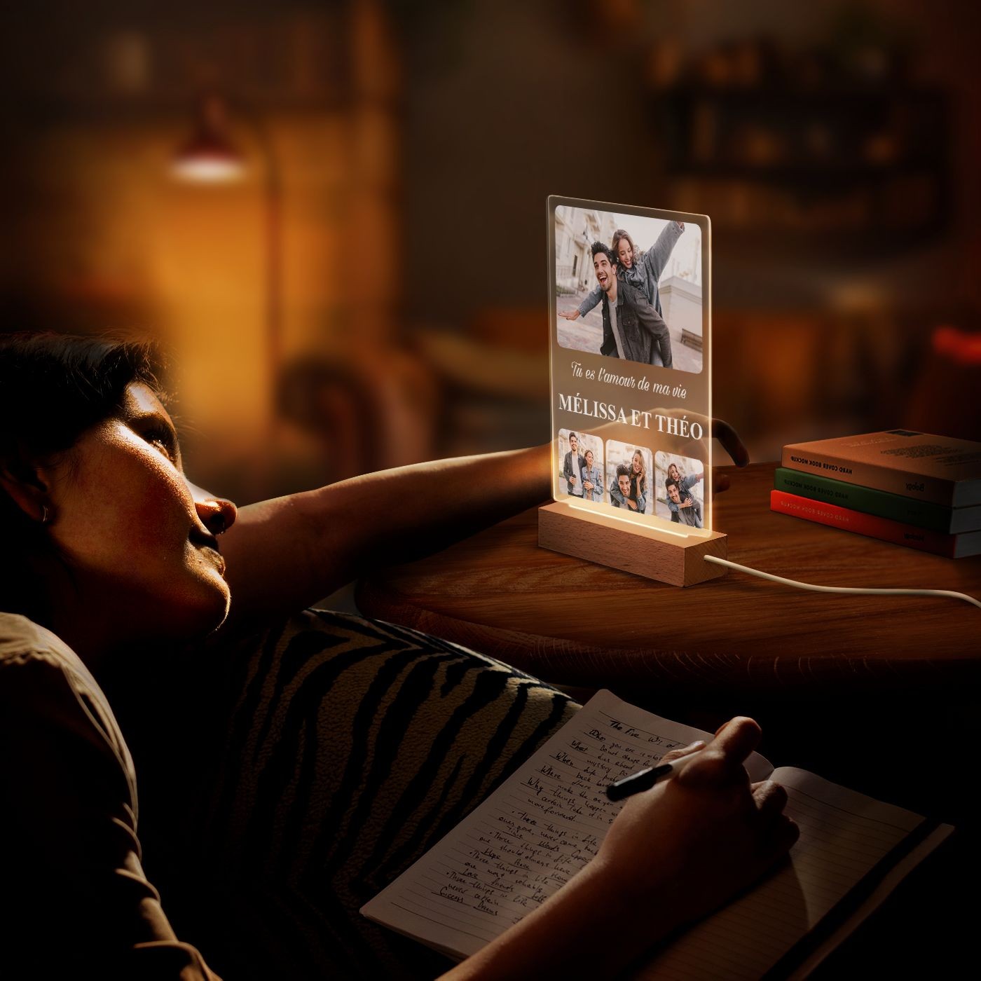 Lámpara LED personalizada Murrano - Marco de fotos de amor grande