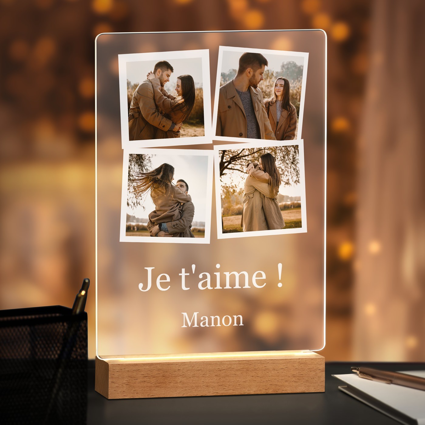 Murrano Customized XL LED Lamp with Photo 'I Love You'