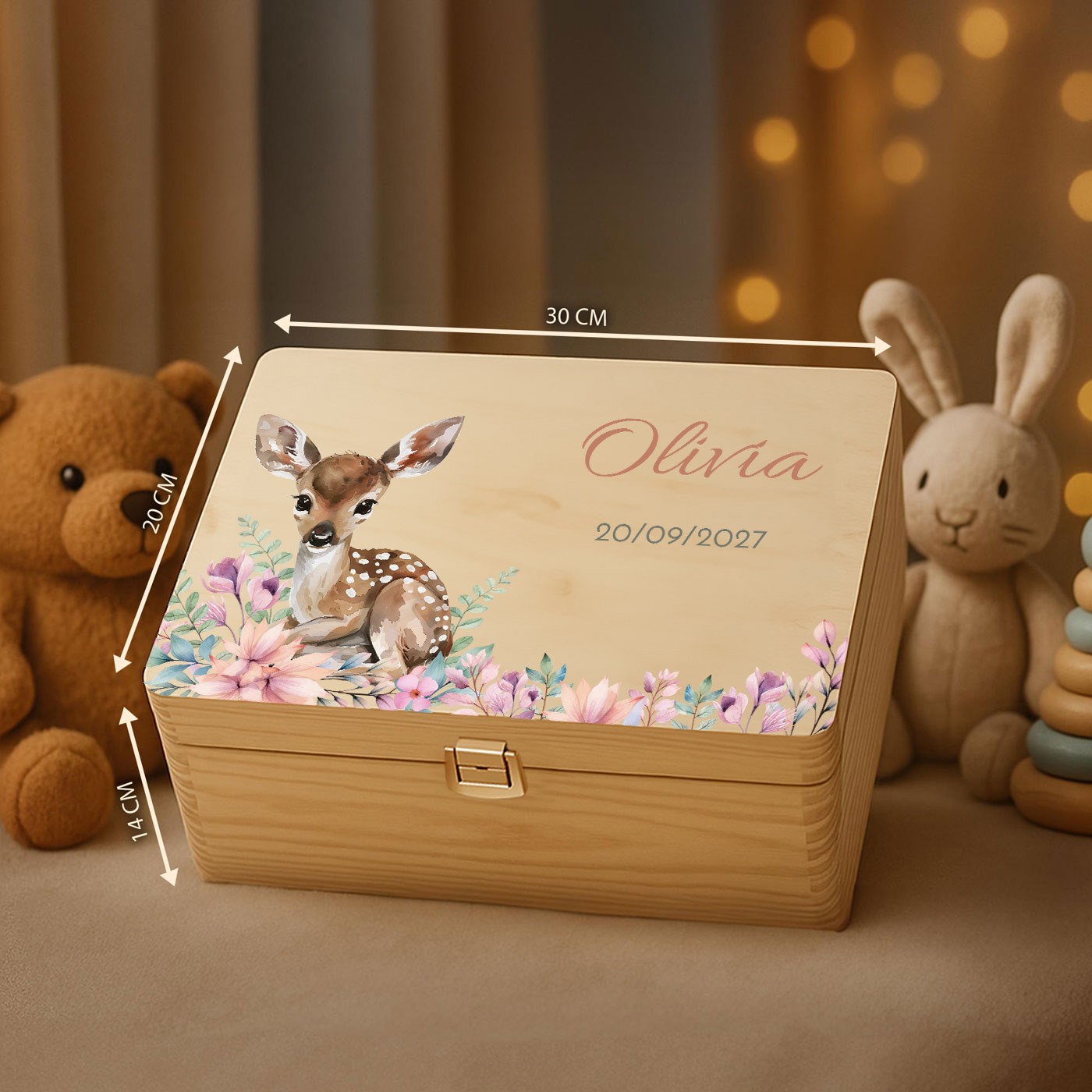 Boîte à souvenirs en bois de pin Murrano pour anniversaire de fille