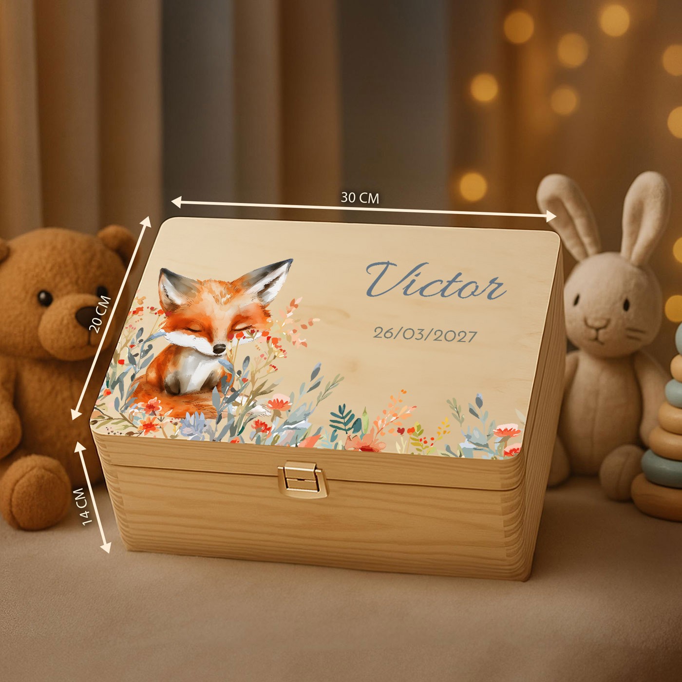Murrano Pine Wood Souvenir Box for Boy's Birthday