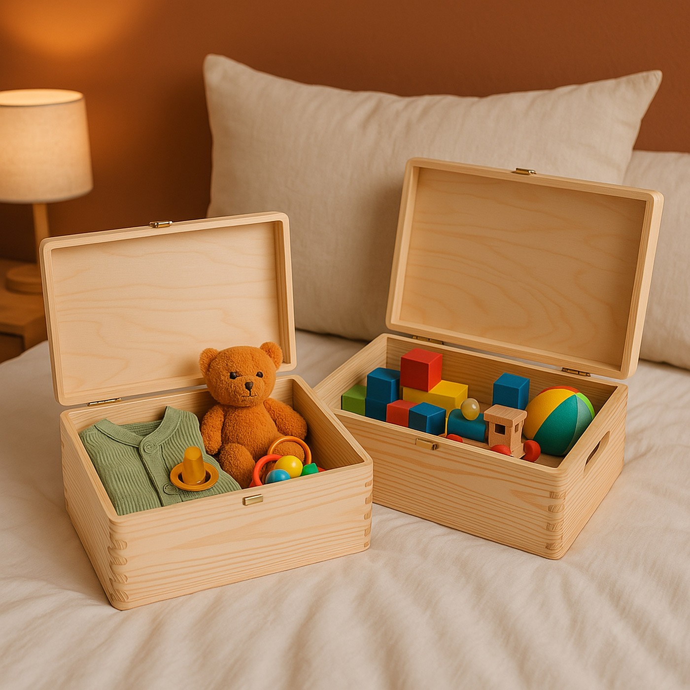 Caja de recuerdos de madera Murrano - Recuerdo personalizado para el nacimiento de un bebé
