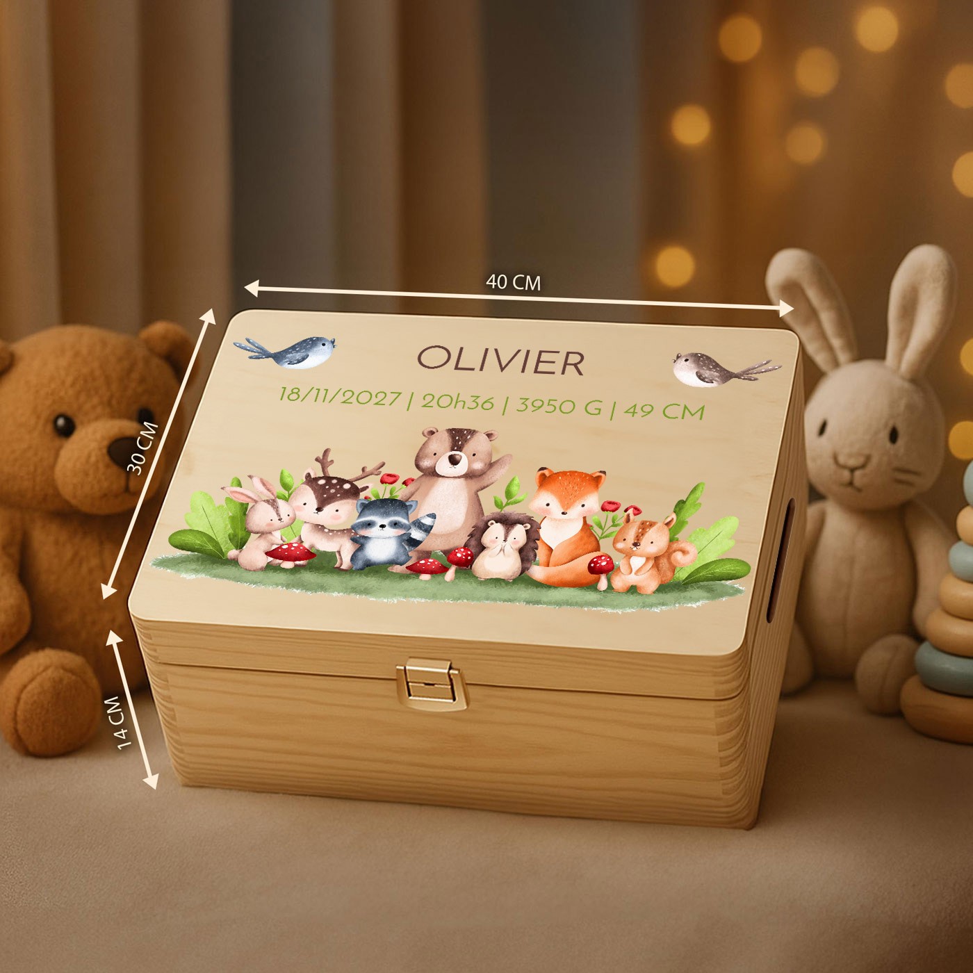 Caja de recuerdos de madera Murrano - Nacimiento de un niño