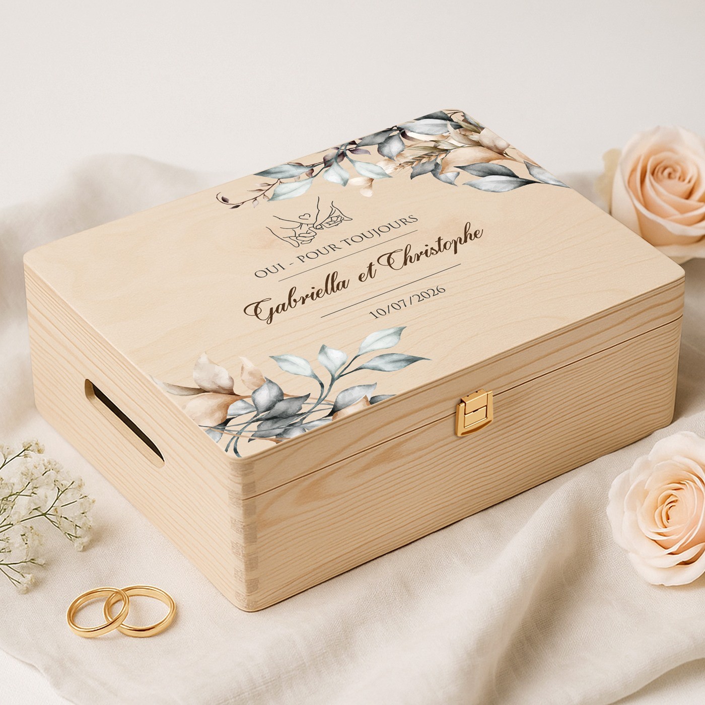 Caja de recuerdos de madera de pino Murrano
