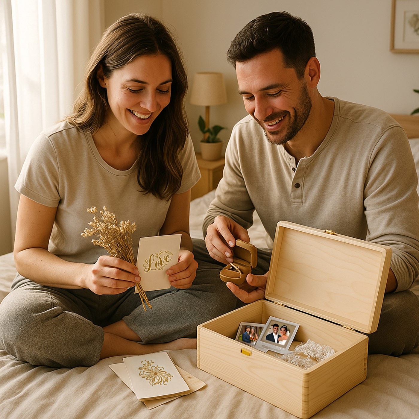 Caja creativa de pino Murrano para bodas y aniversarios