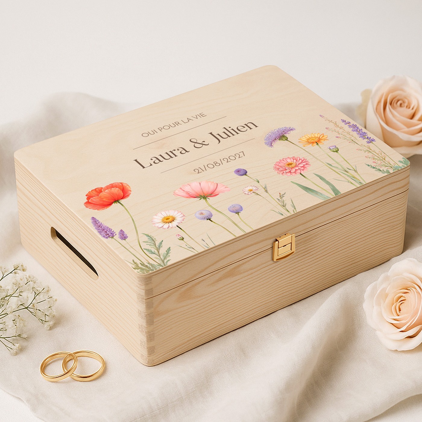 Caja de recuerdos de madera creativa de Murrano para jóvenes casados
