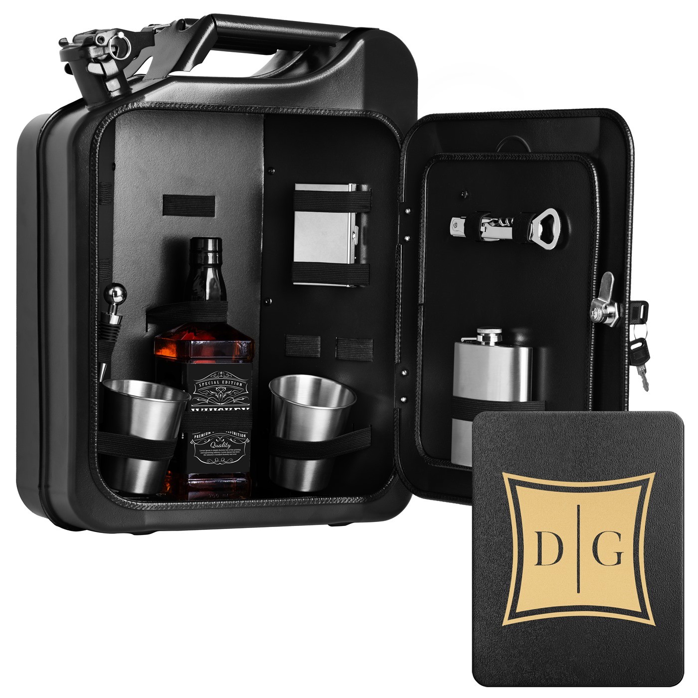 Mini bar de Murrano con accesorios y grabado para parejas