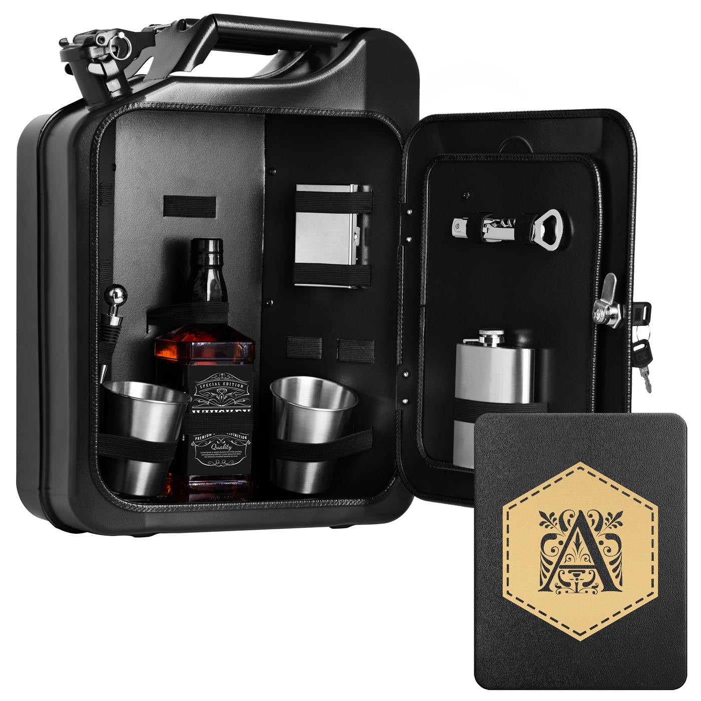 Mini Bar en Latón Murrano con Accesorios y Inicial Grabada