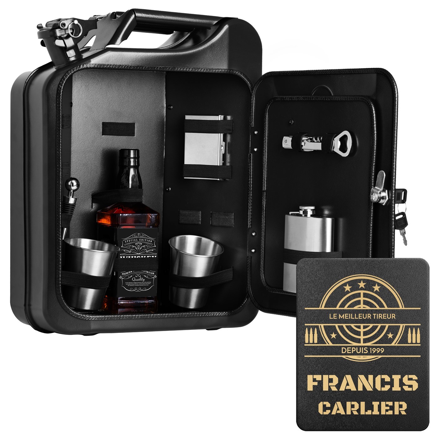 Mini Bar Murrano con Accesorios y Grabado para Soldado de la Policía