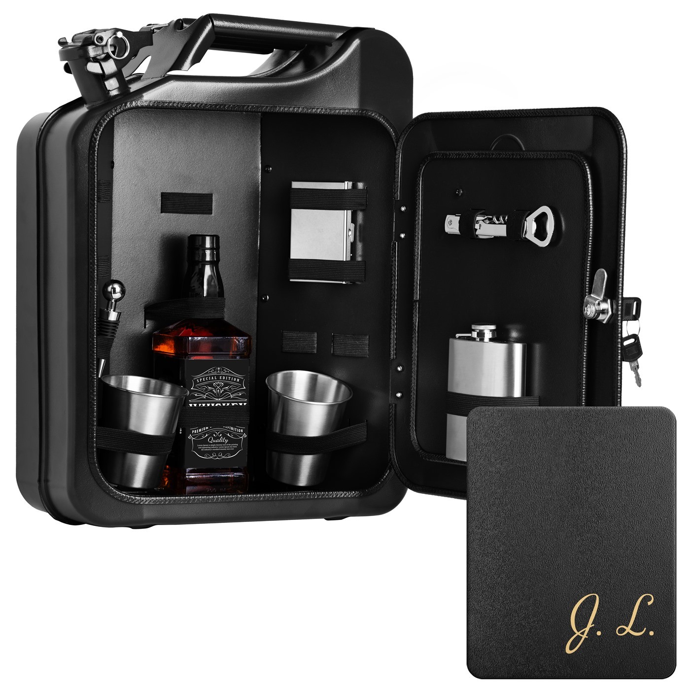 Mini bar de Murrano con accesorios y grabado para jefe