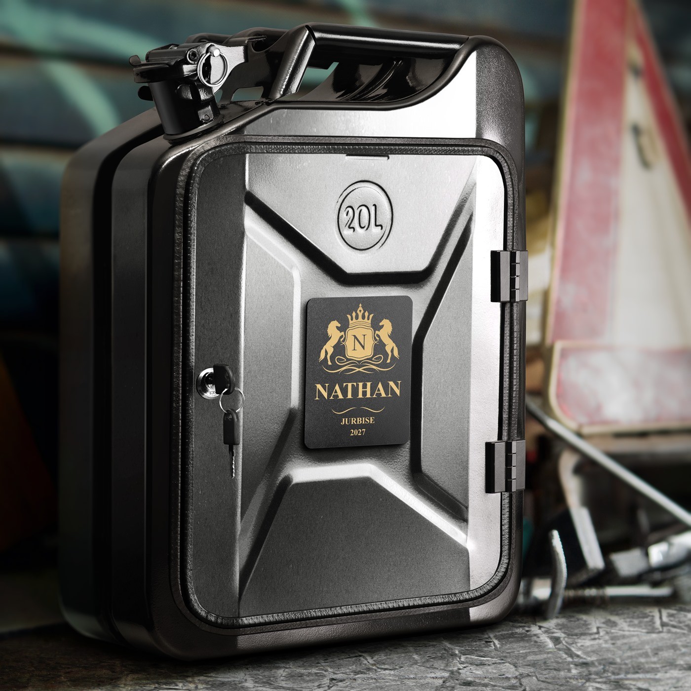 Mini Bar Murrano con Accesorios y Grabado para Señores