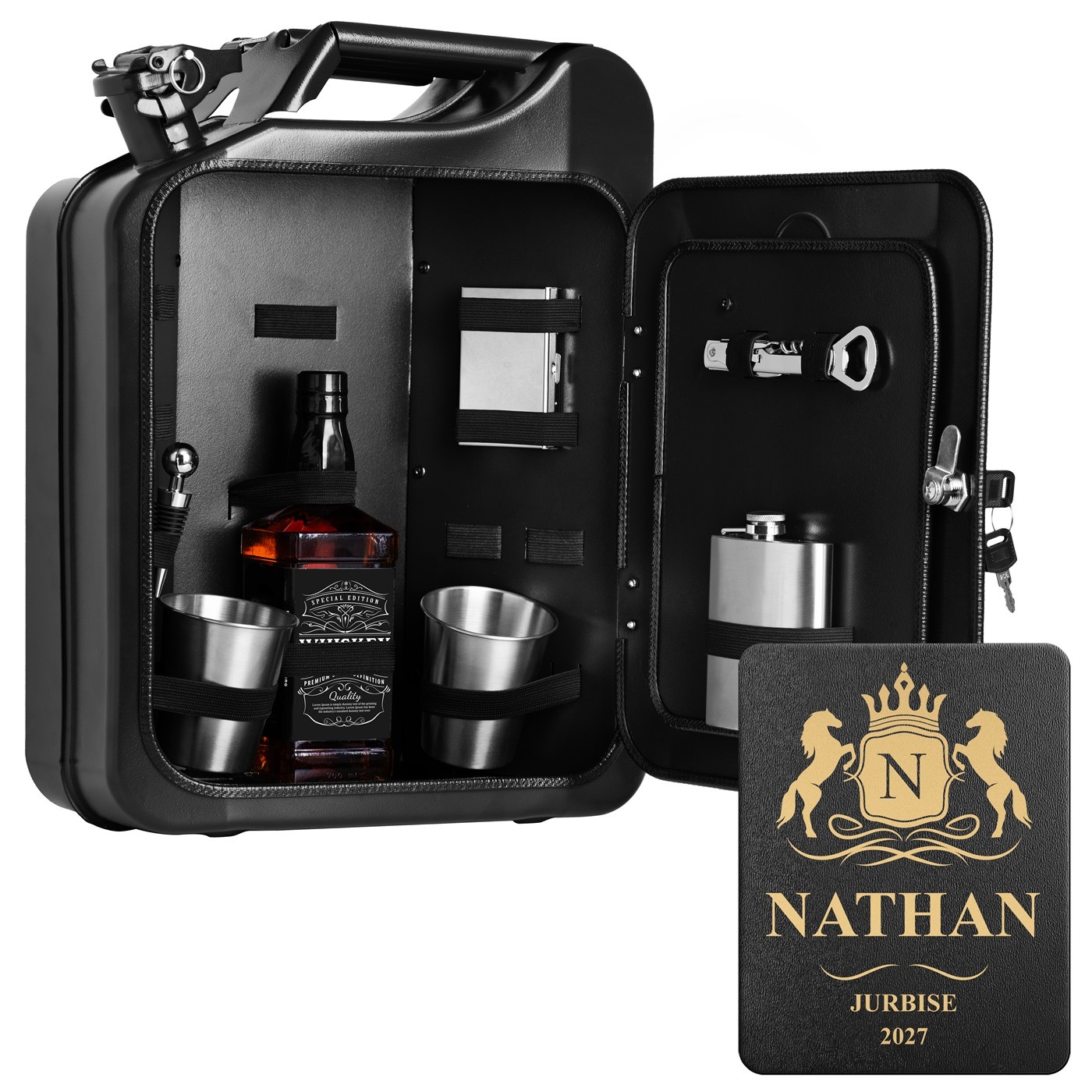 Mini Bar Murrano con Accesorios y Grabado para Señores