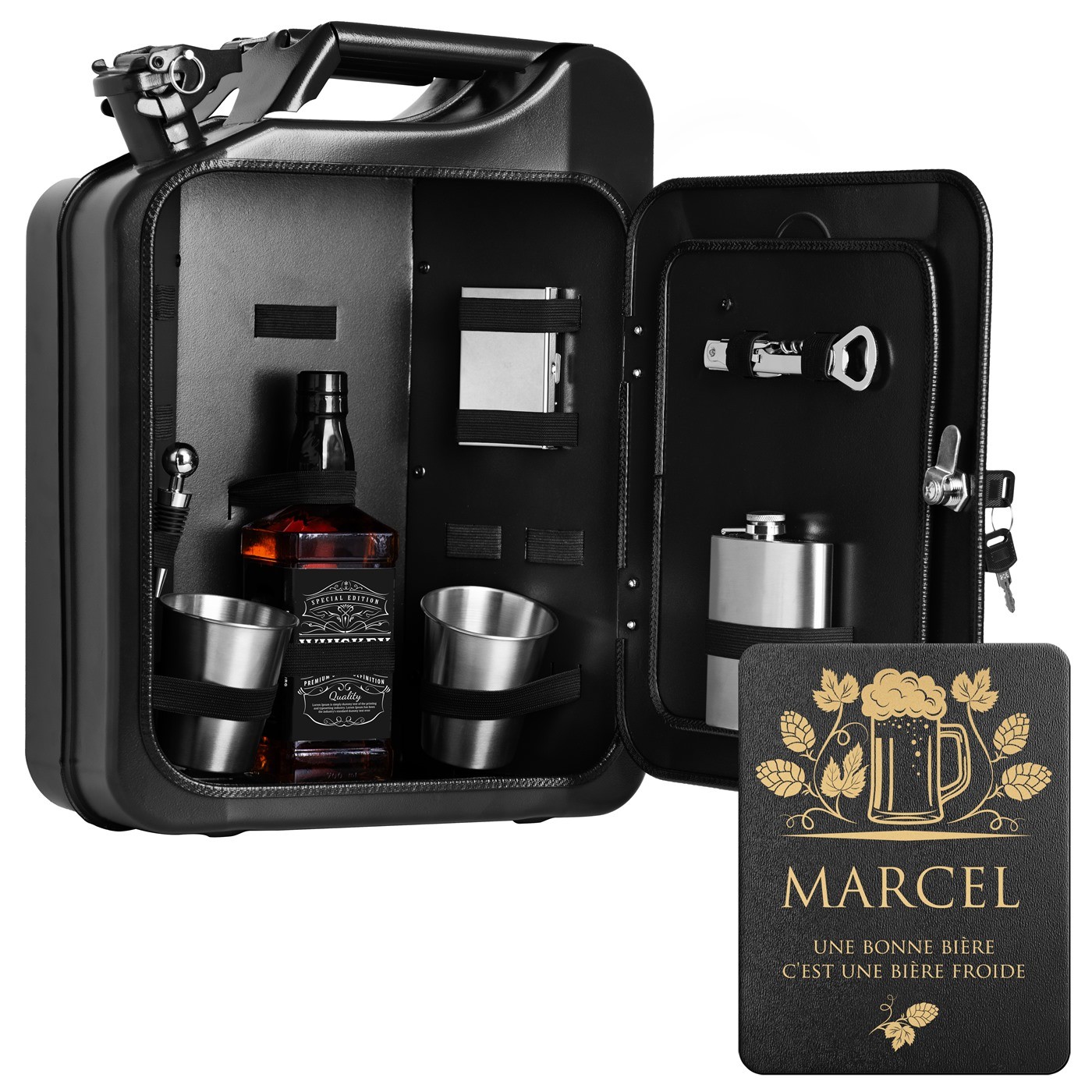 Mini Bar Murrano con Accesorios y Grabado para Aficionados a la Cerveza