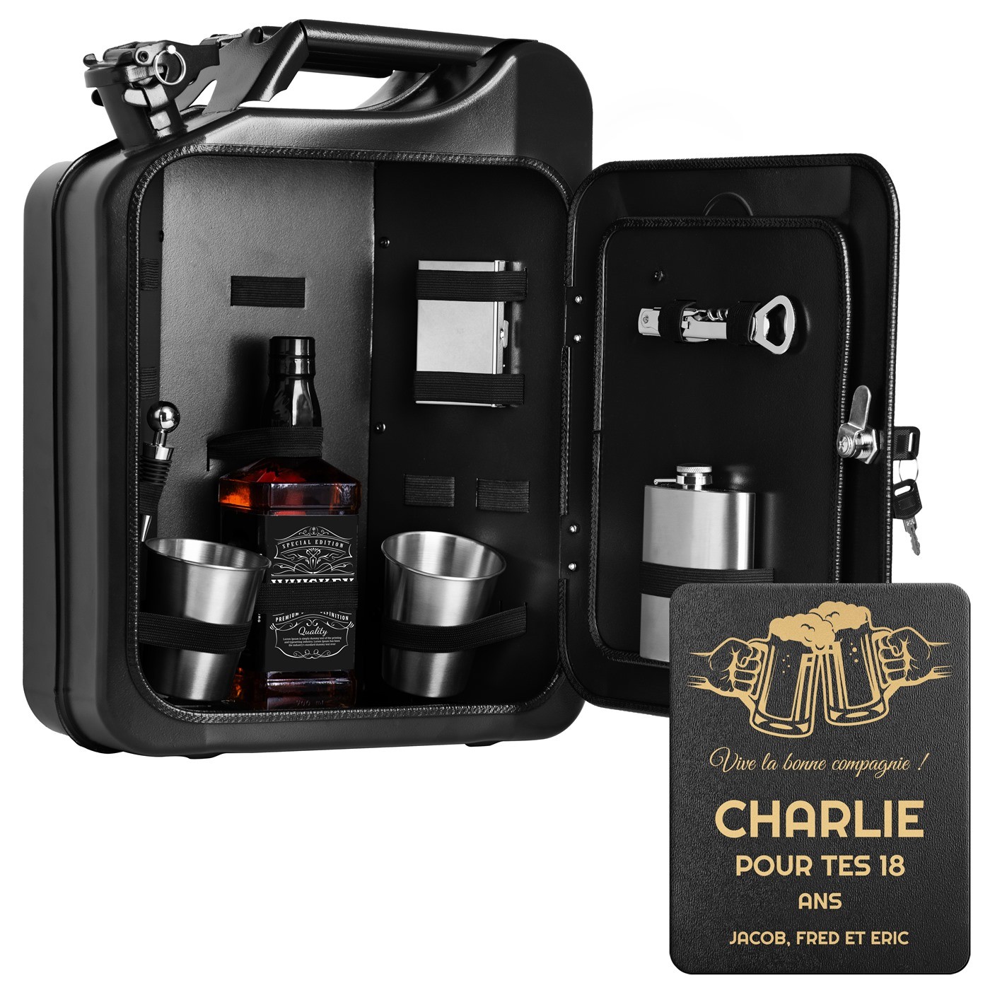 Mini Bar Can Murrano con Accesorios y Grabado para el 18º Cumpleaños de un Hombre