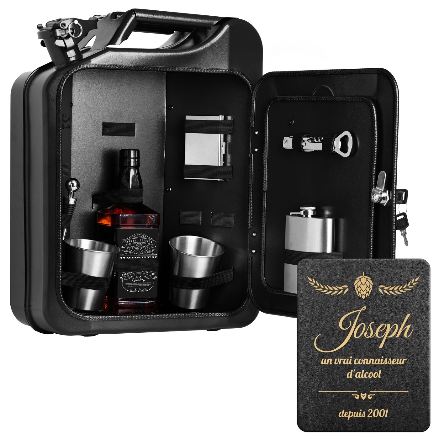 Mini Bar en Latón Murrano con Accesorios y Grabado para el Cumpleaños de un Amigo