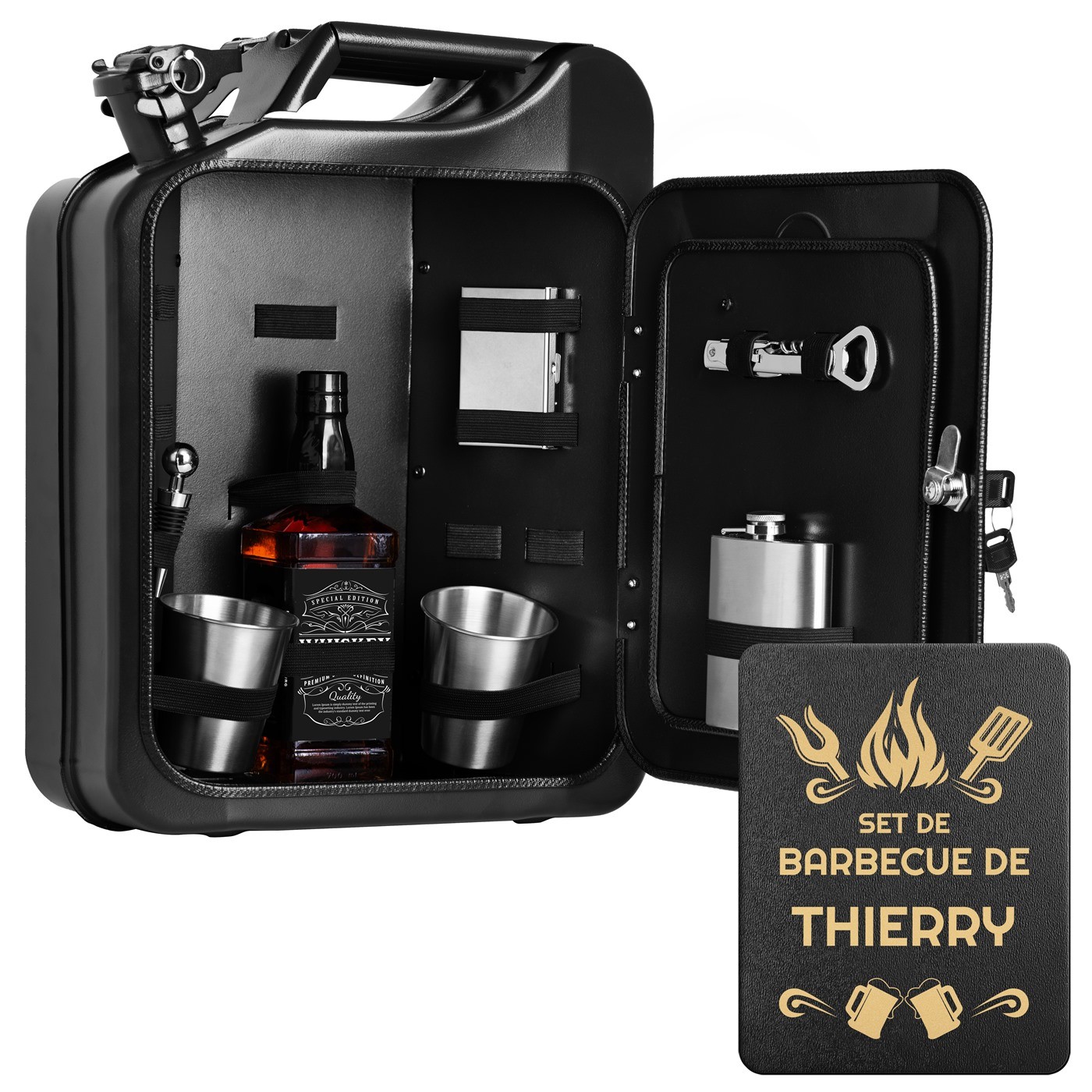 Mini Bar de Murrano con Accesorios y Grabado para Maestro Barbacoa