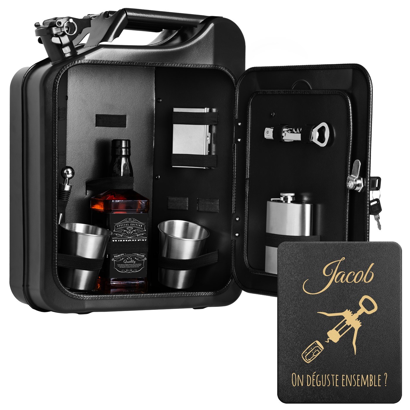 Minibar Murrano con accesorios y grabado para entusiastas del vino