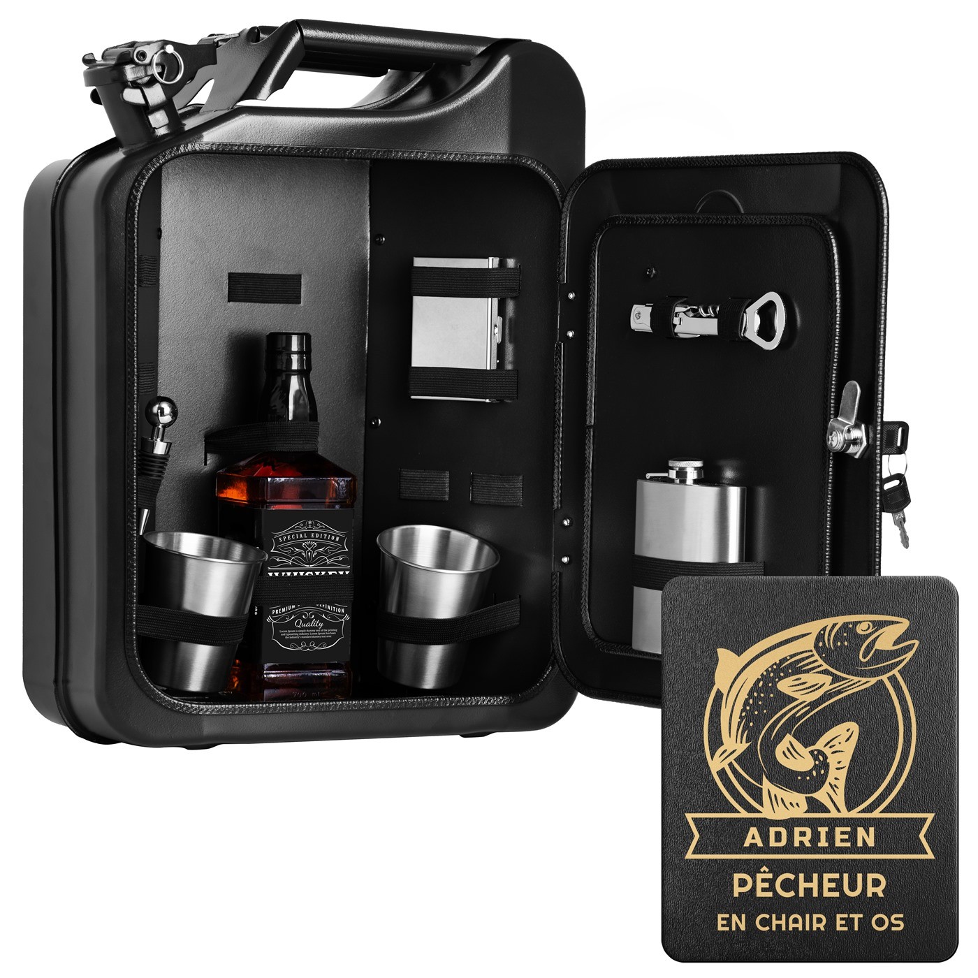 Mini Bar de Murrano con Accesorios y Grabado para Amigo Pescador
