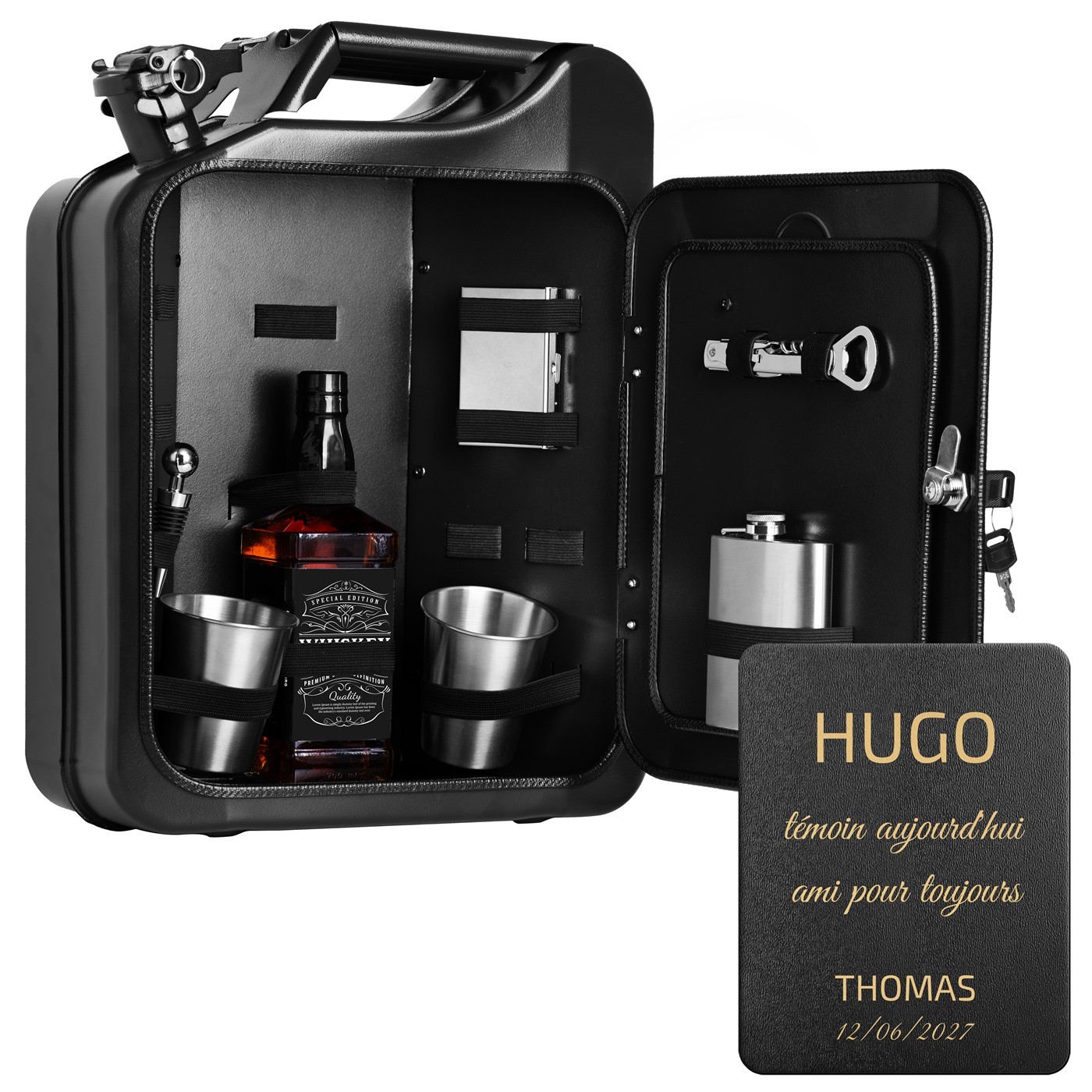 Minibar de Murrano con accesorios y grabado para testigo