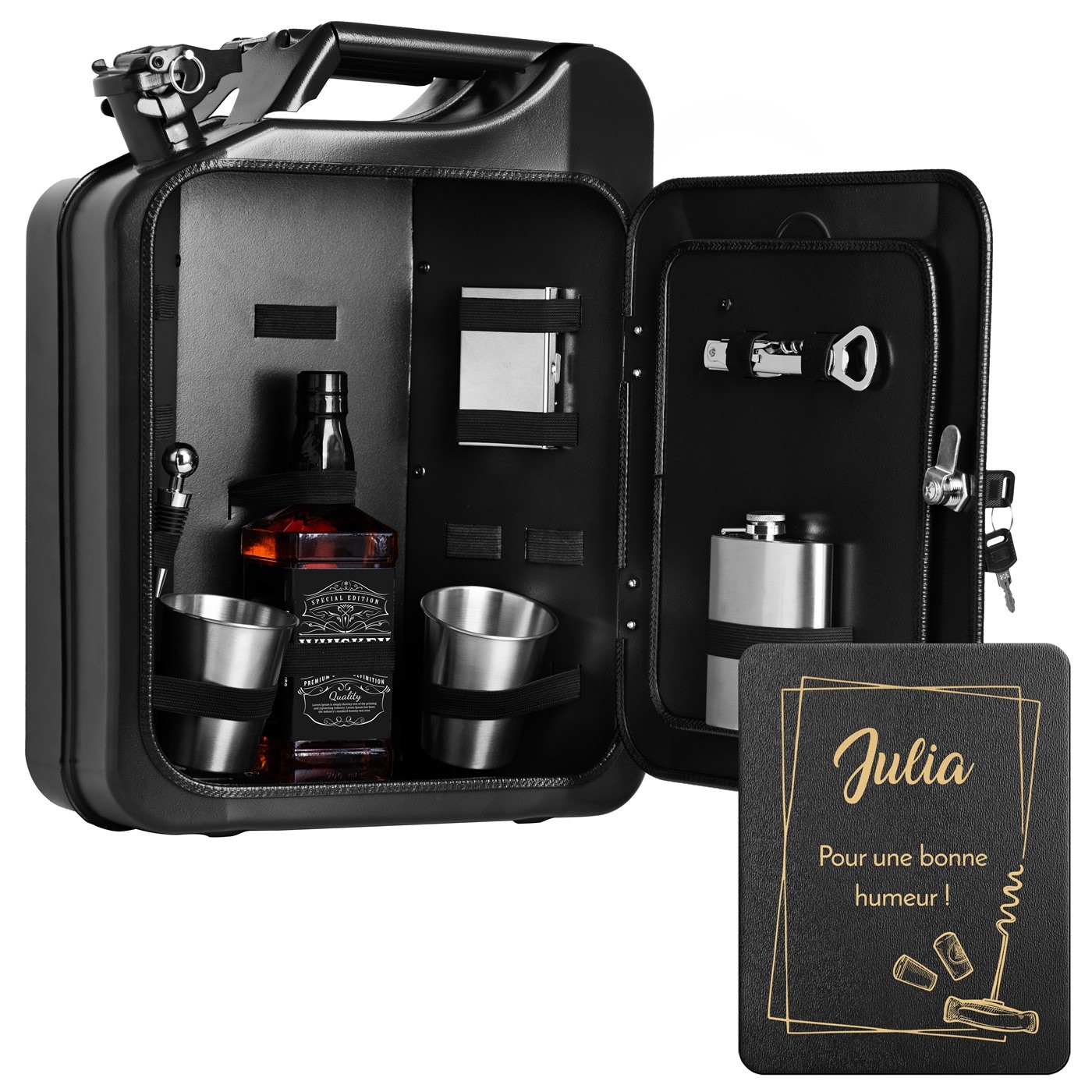 Mini Bar Murrano con Accesorios y Grabado para EVJF