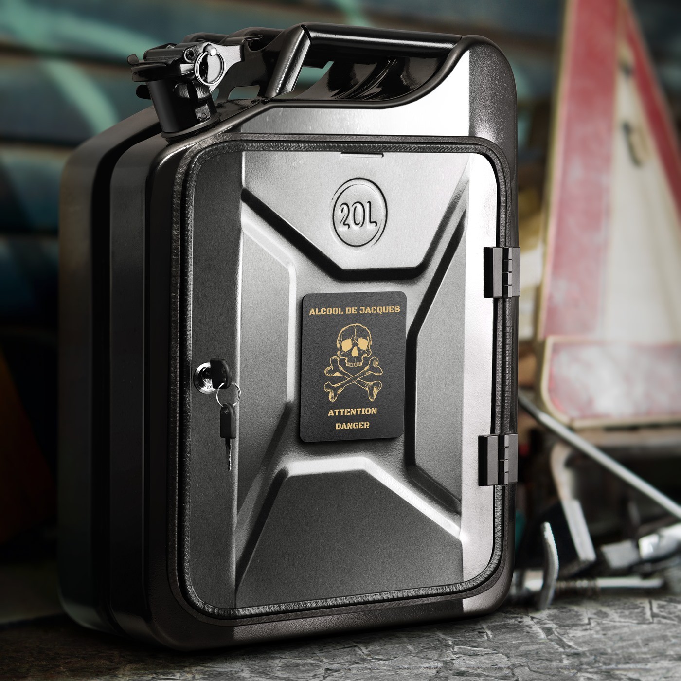 Mini Bar Can Murrano con Accesorios y Grabado para Hombre Guardián