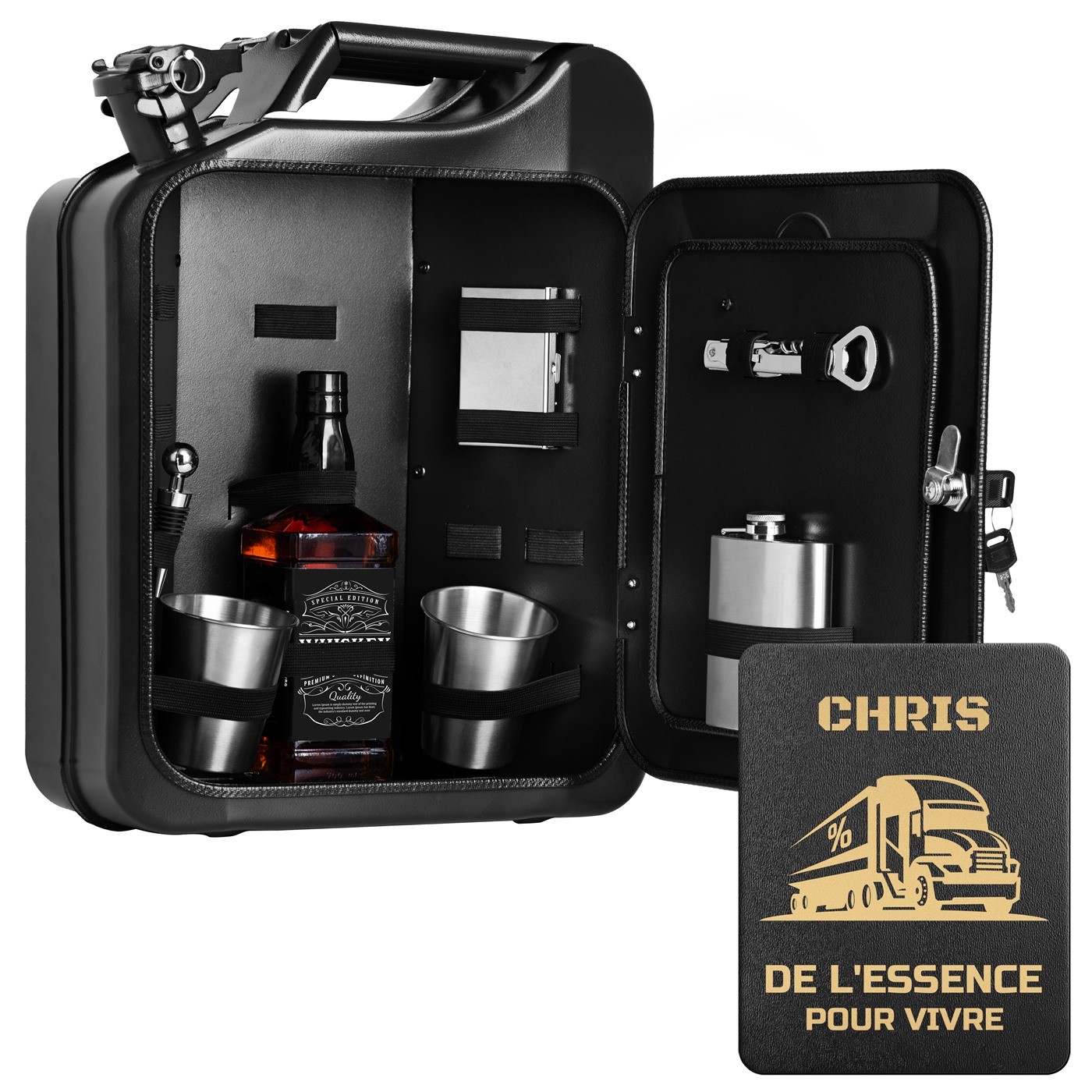 Mini Bar Murrano con Accesorios y Grabado para Conductor de Autobús