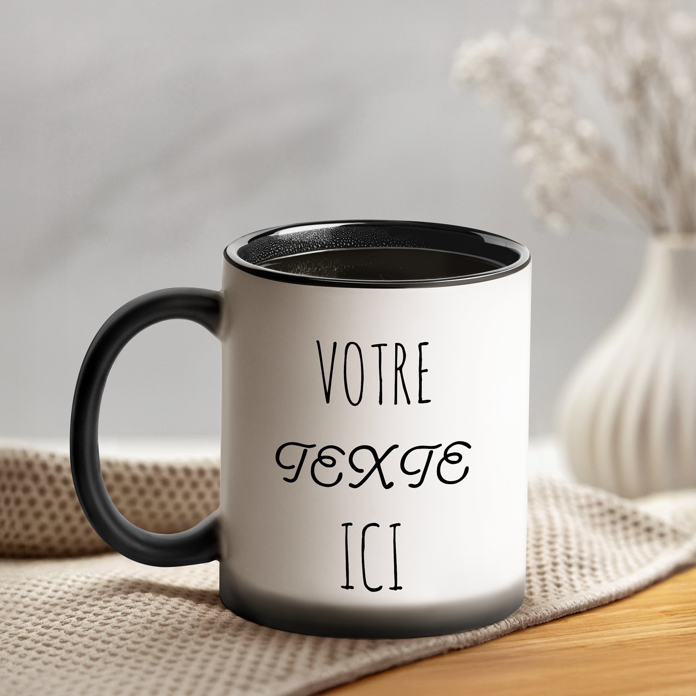Taza Mágica Murrano - Diseño Personalizado Negro y Blanco