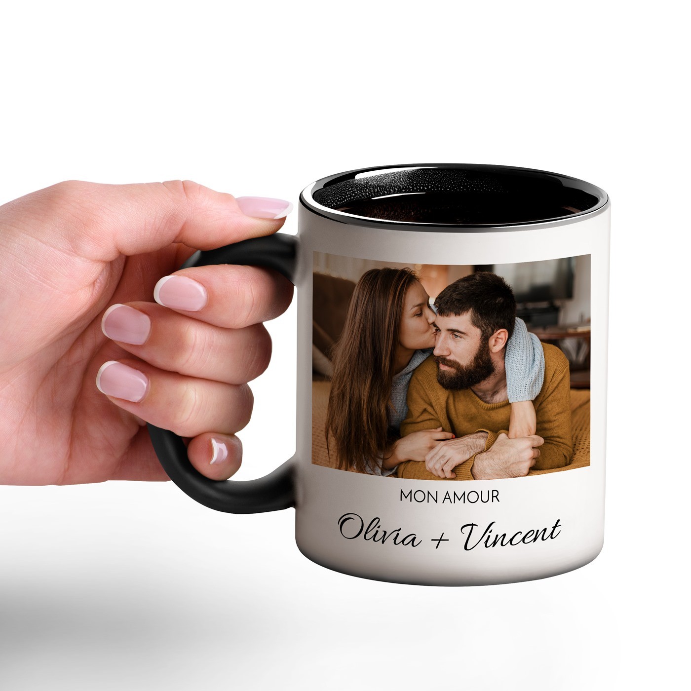 Taza Mágica Murrano - Impresión Negro y Blanco para Él, Regalo de Cumpleaños