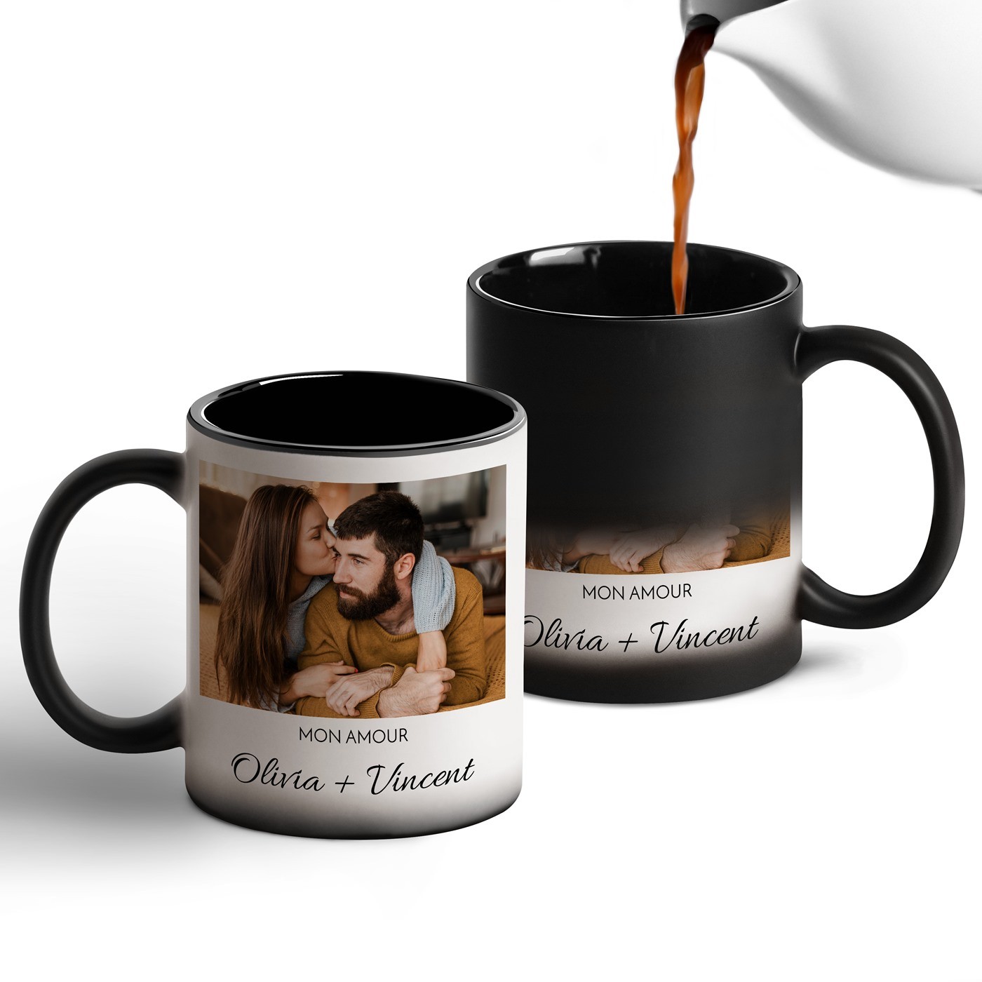 Taza Mágica Murrano - Impresión Negro y Blanco para Él, Regalo de Cumpleaños