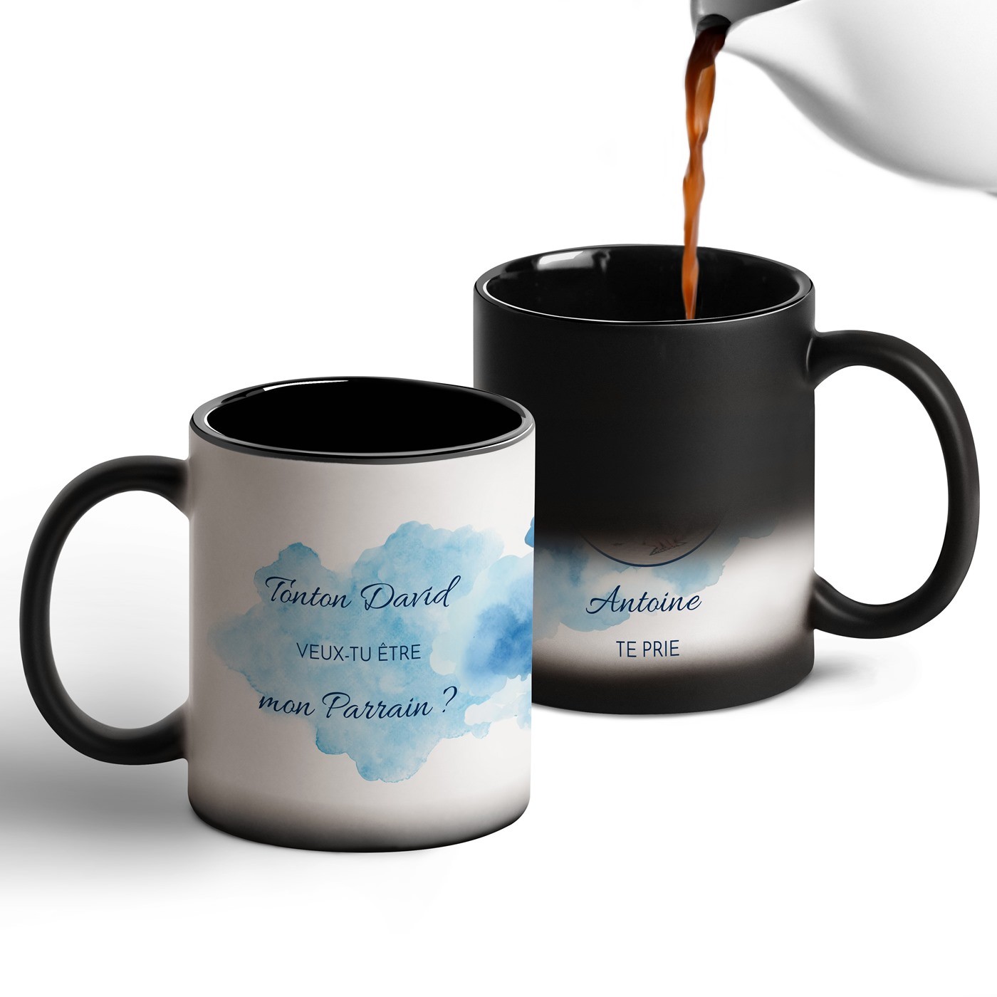 Taza Mágica Murrano con Impresión Negro y Blanco para Él
