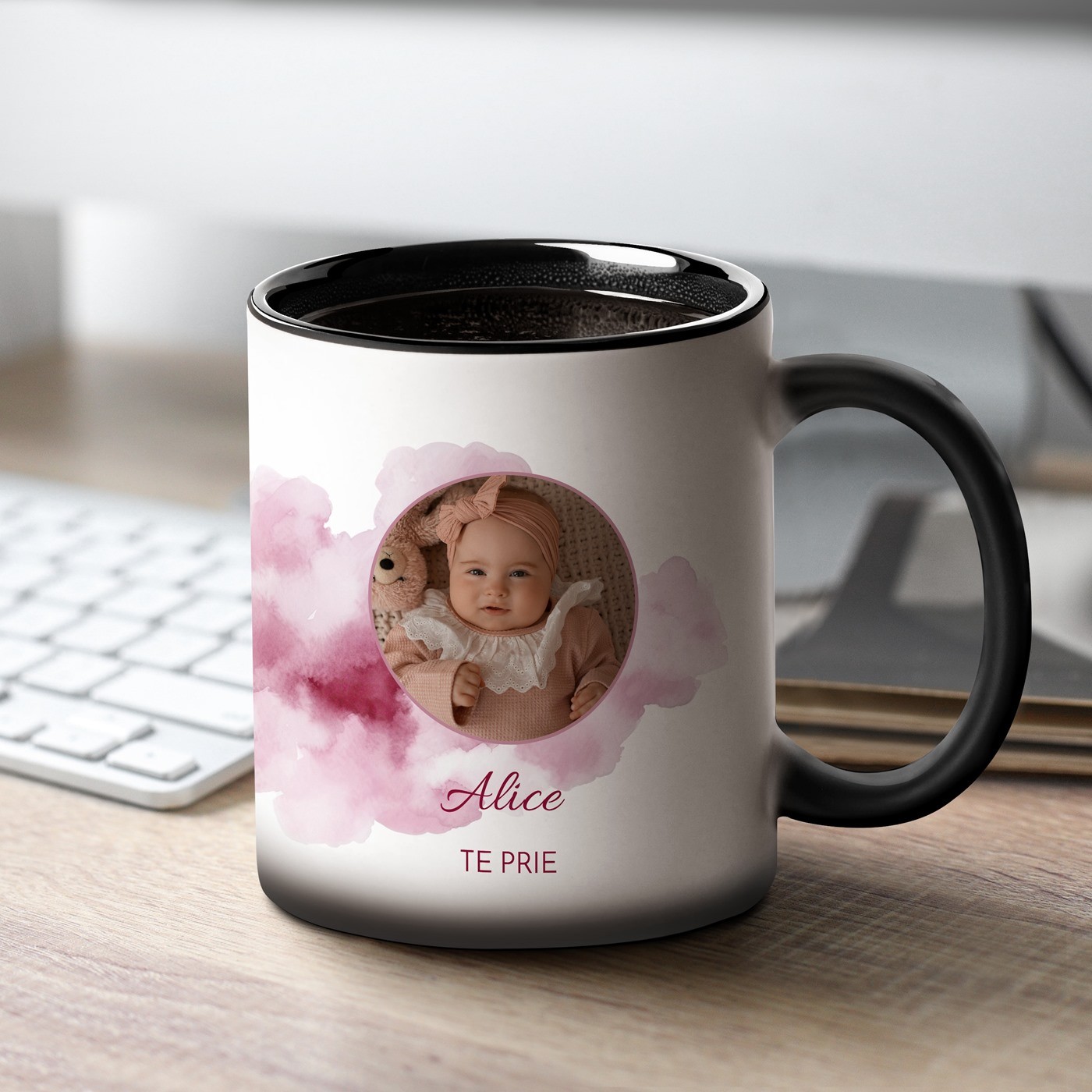 Taza Mágica Murrano con Impresión Negro y Blanco para Diosa