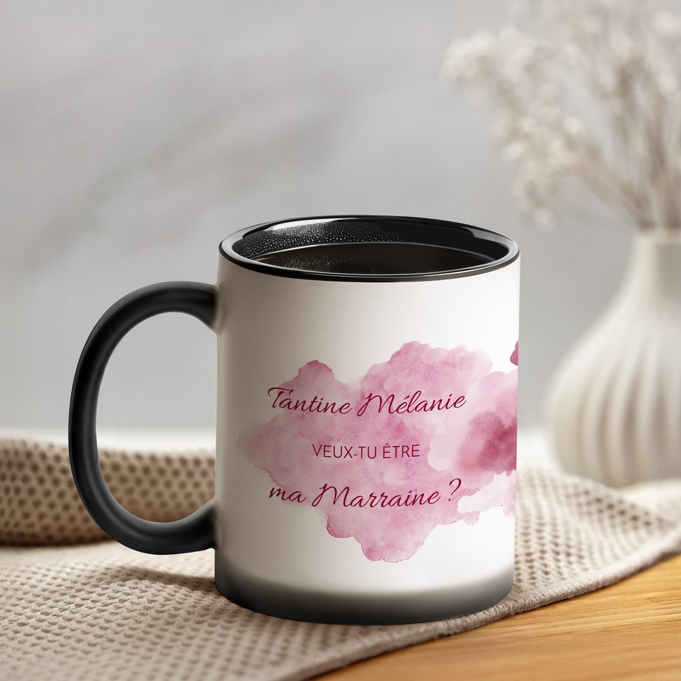 Taza Mágica Murrano con Impresión Negro y Blanco para Diosa