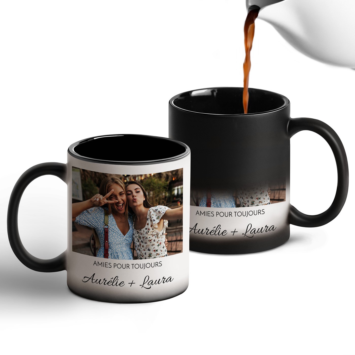 Taza Mágica de Murrano con Impresión Negro y Blanco para el Cumpleaños de su Mejor Amiga